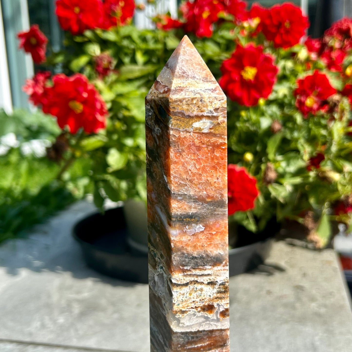 Large Sunstone & Blue Apatite Tower