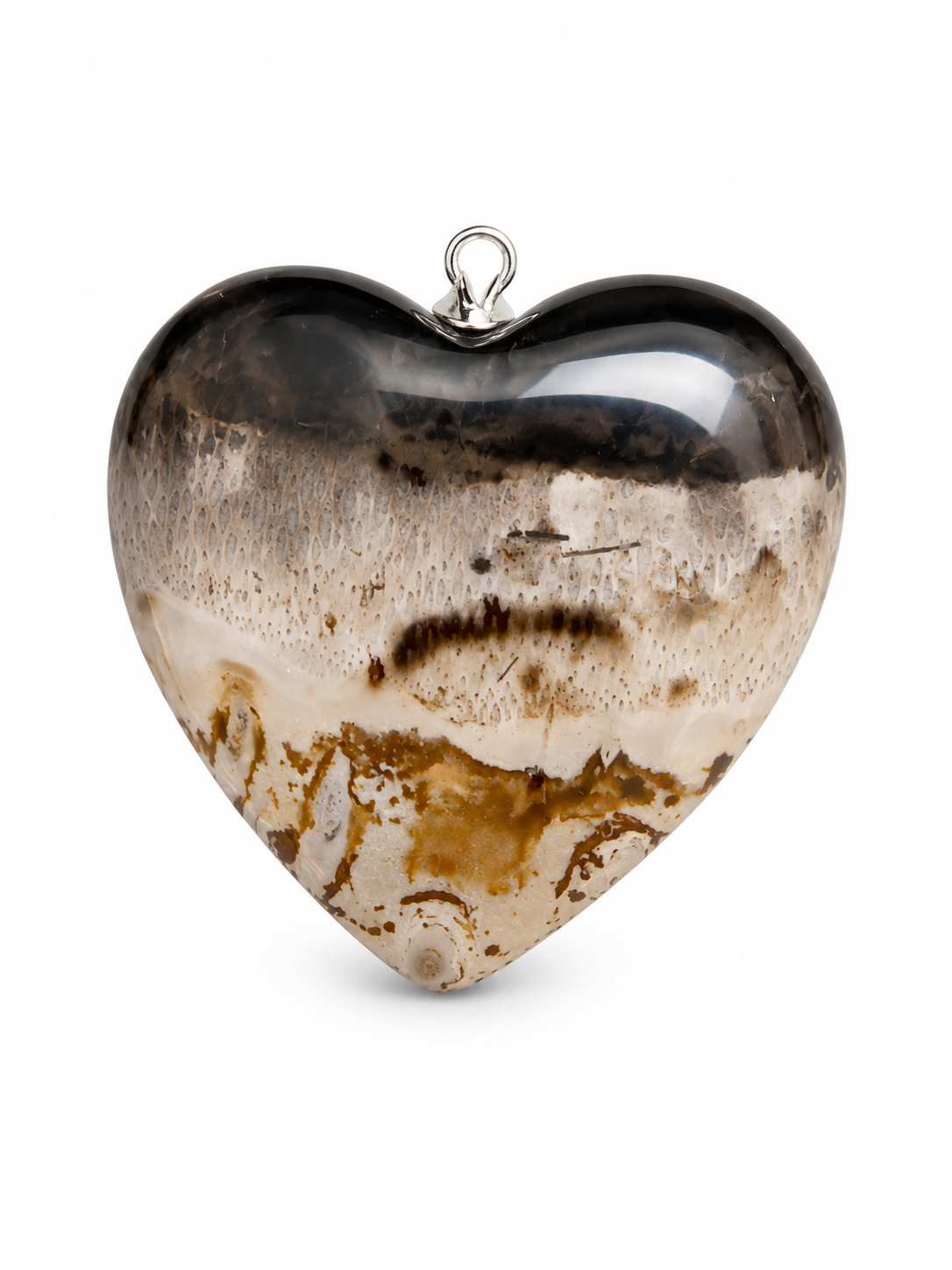 Fossilised Wood 925 Heart Pendant