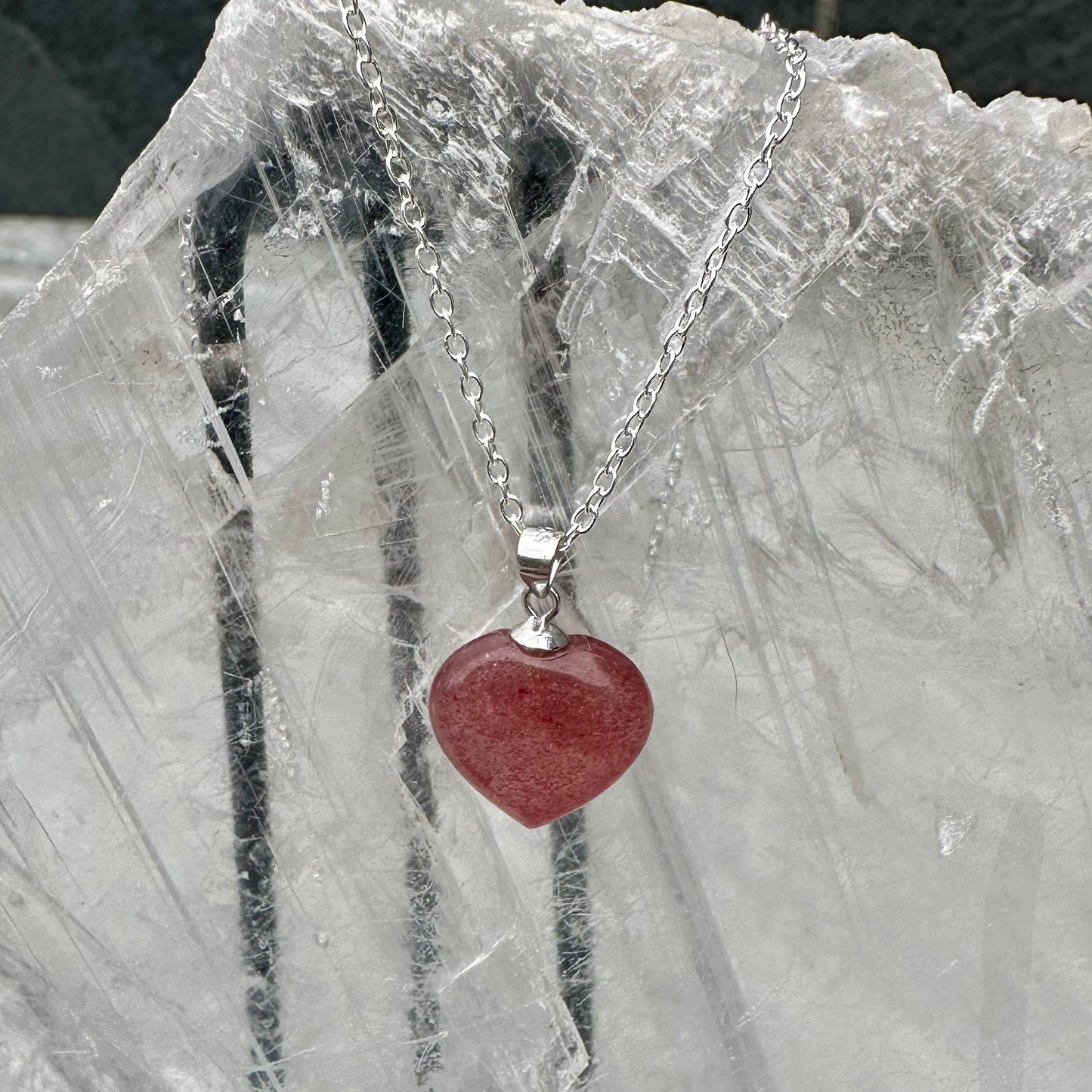 Strawberry Quartz Heart Pendents