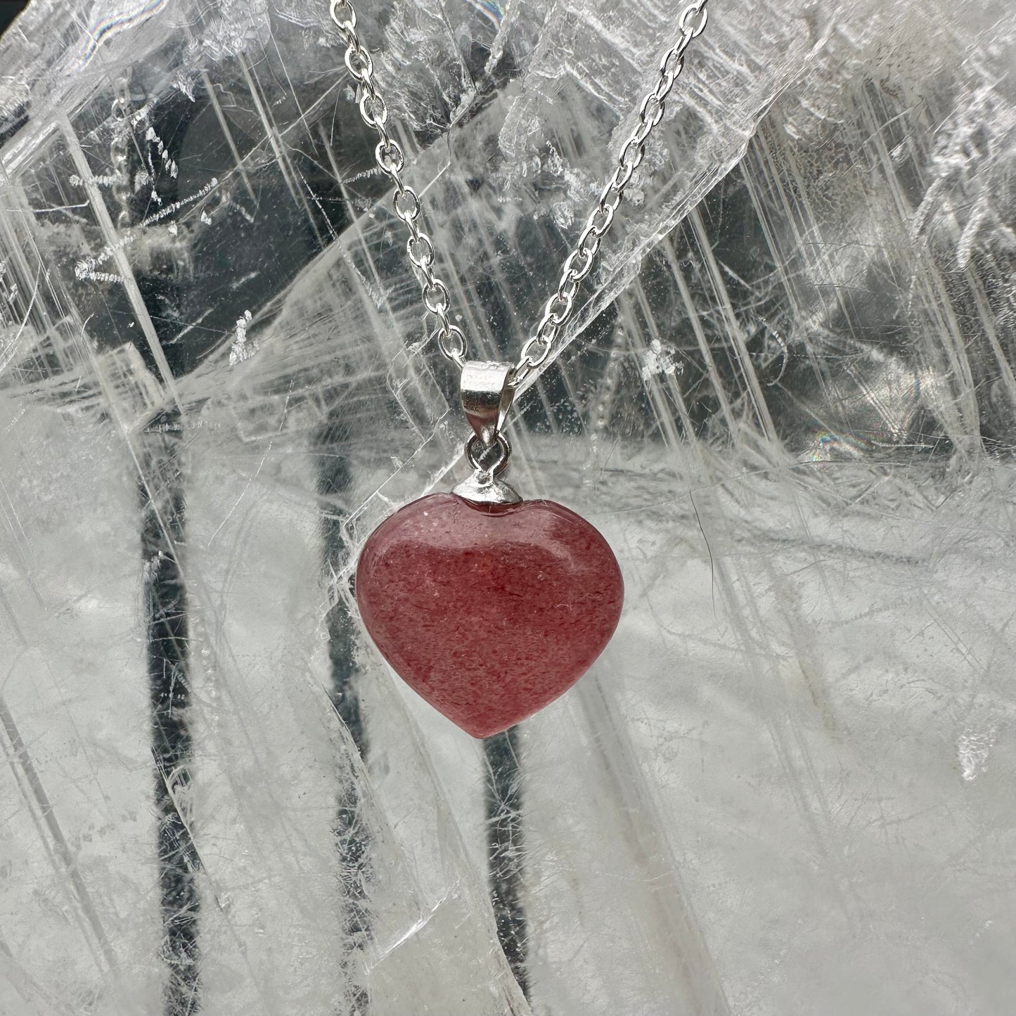 Strawberry Quartz Heart Pendents