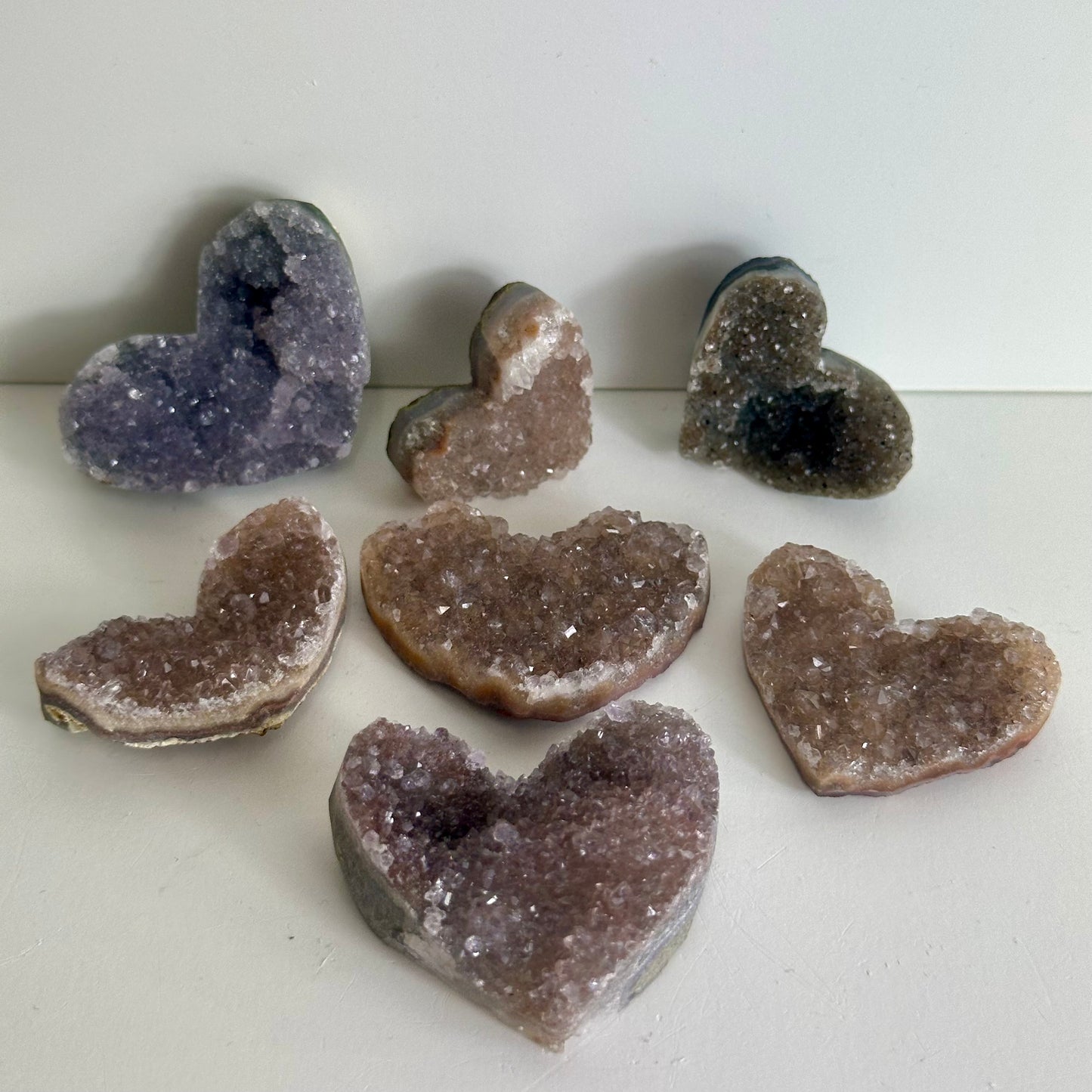 Amethyst hearts crystals