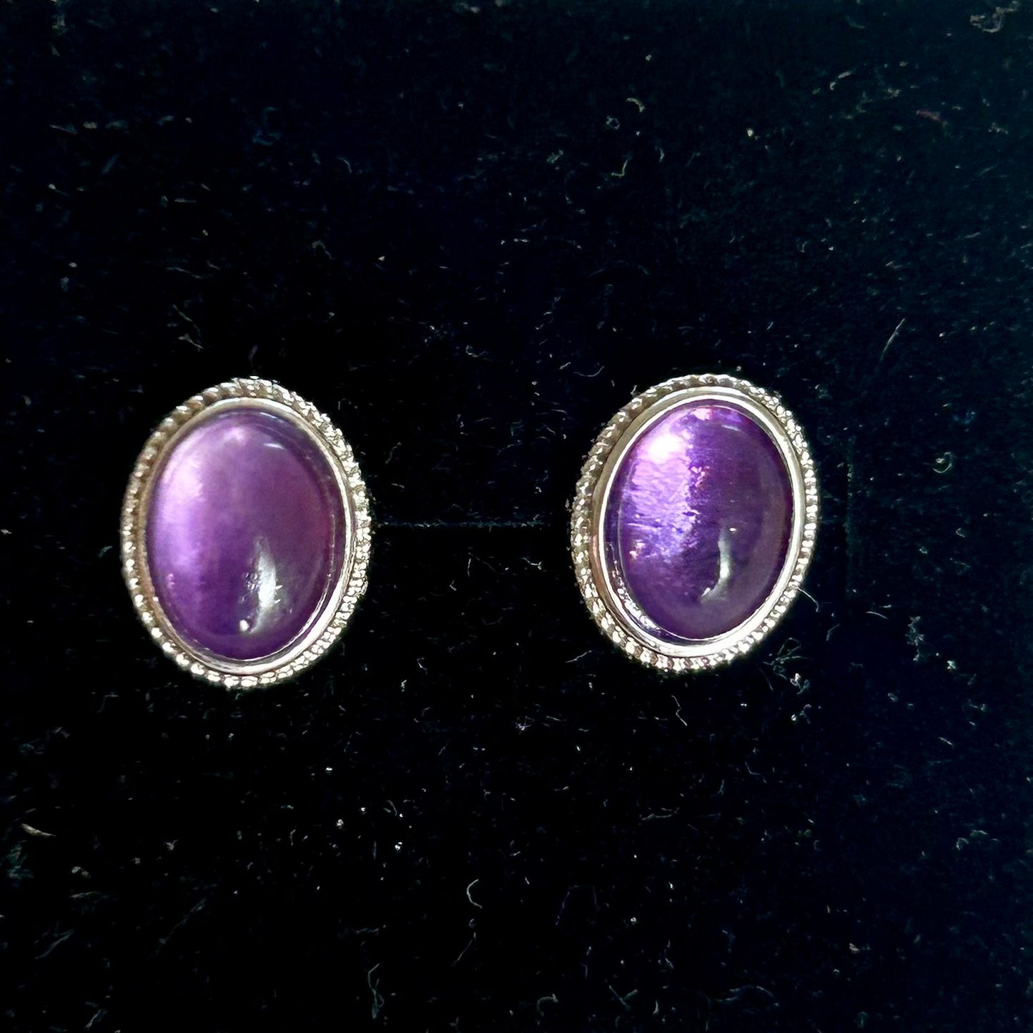 Purple Fluorite Oval 925 stud