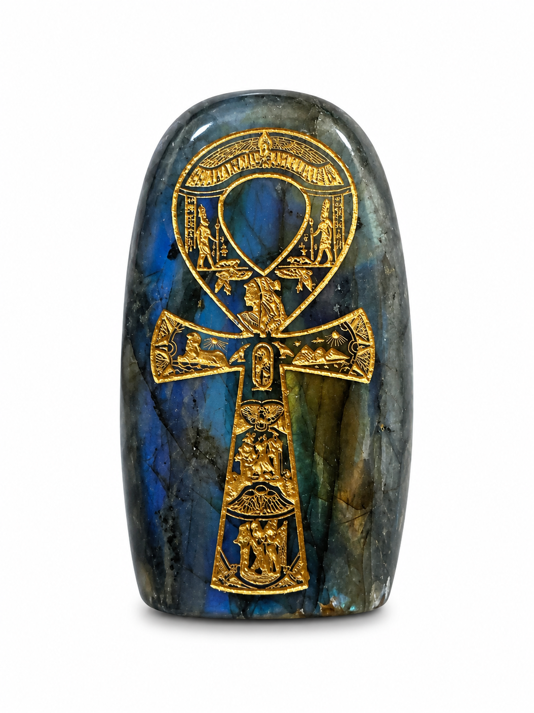 Labradorite Ankh Standing Palm