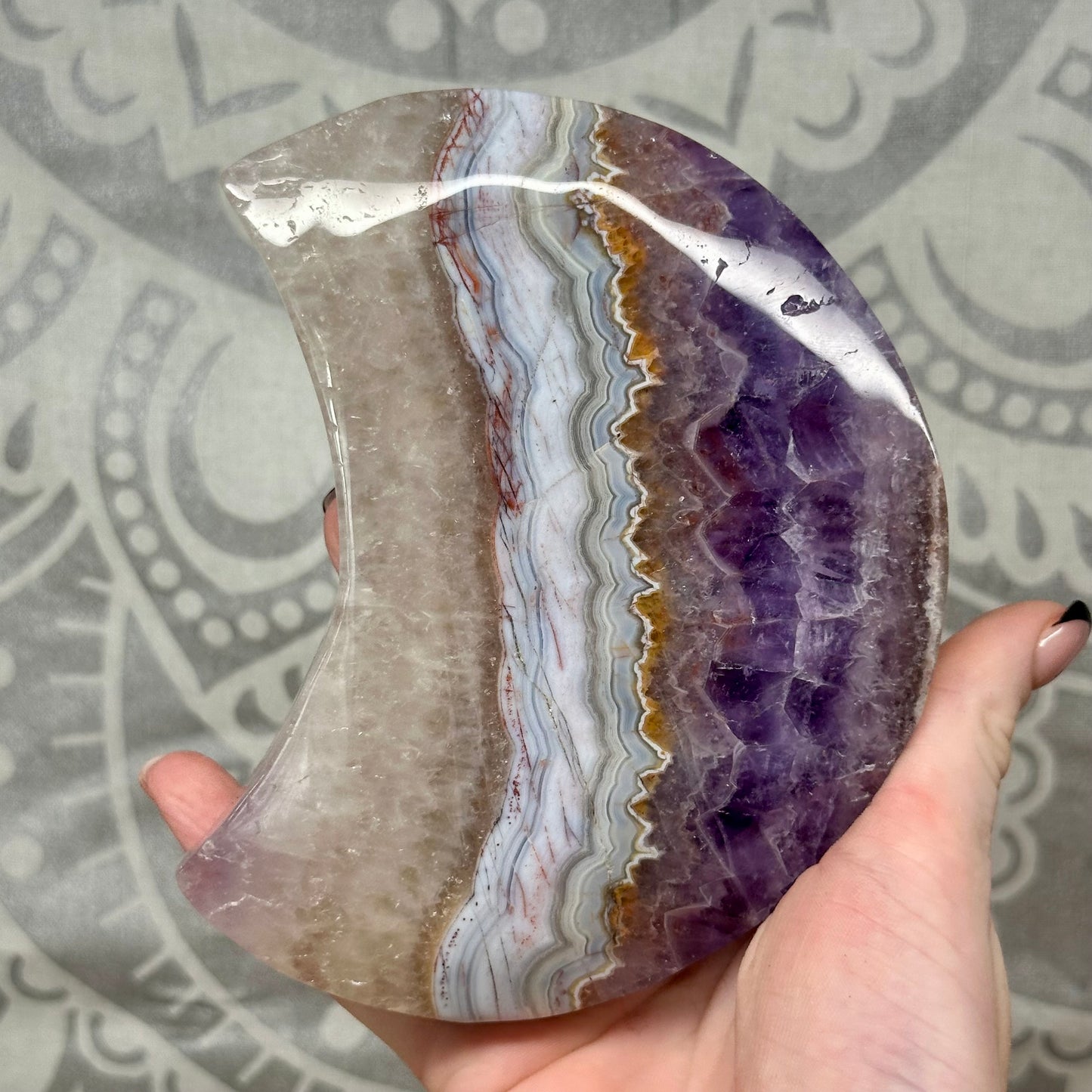 Argentina Agate Moon On Stand