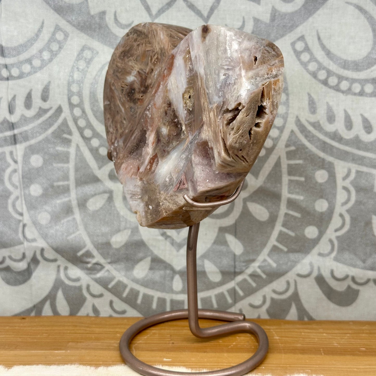 Ritualised Pink Amethyst Heart On Stand