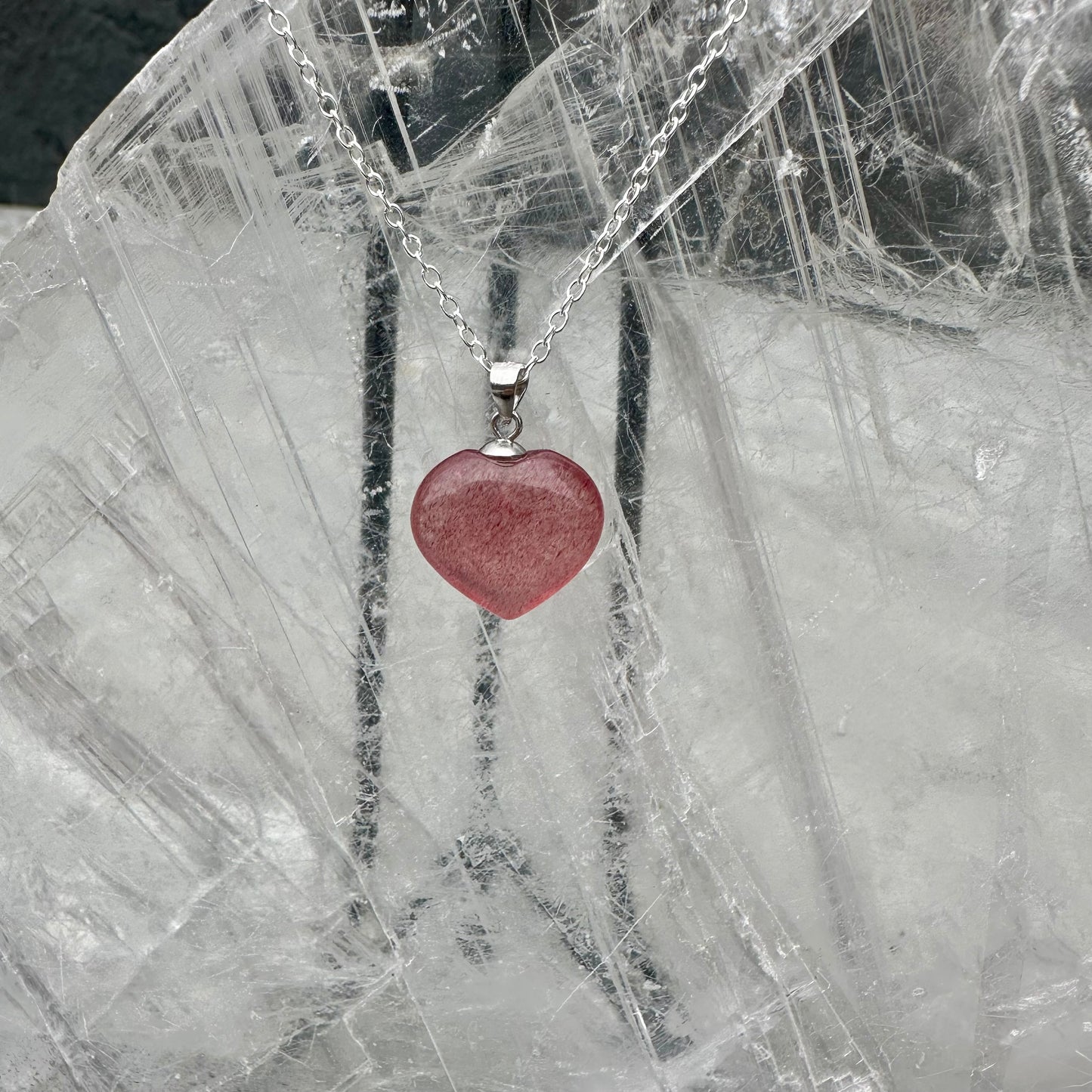 Strawberry Quartz Heart Pendents