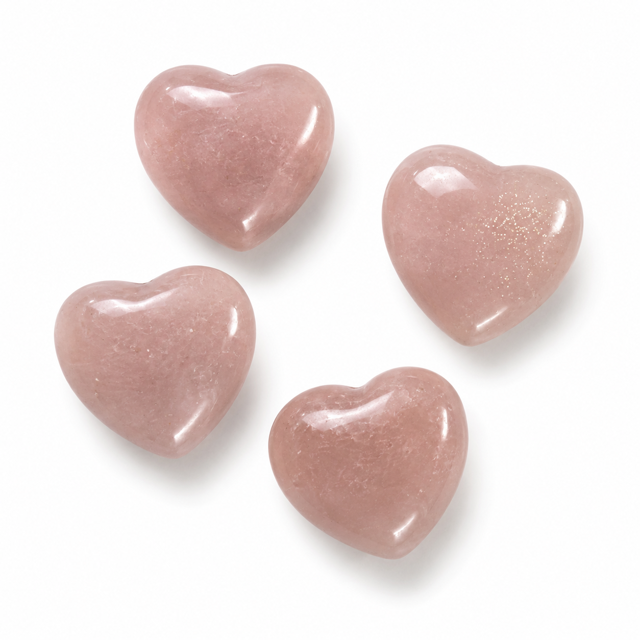 Peach Moonstone Mini Heart Carvings