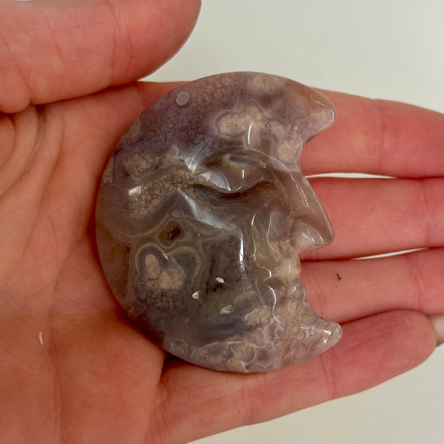 Flower Agate Moons With Face