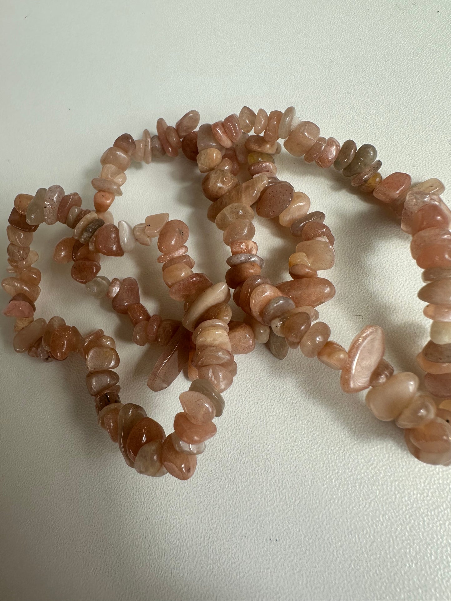 Peach Moon Stone Chipped Bracelets