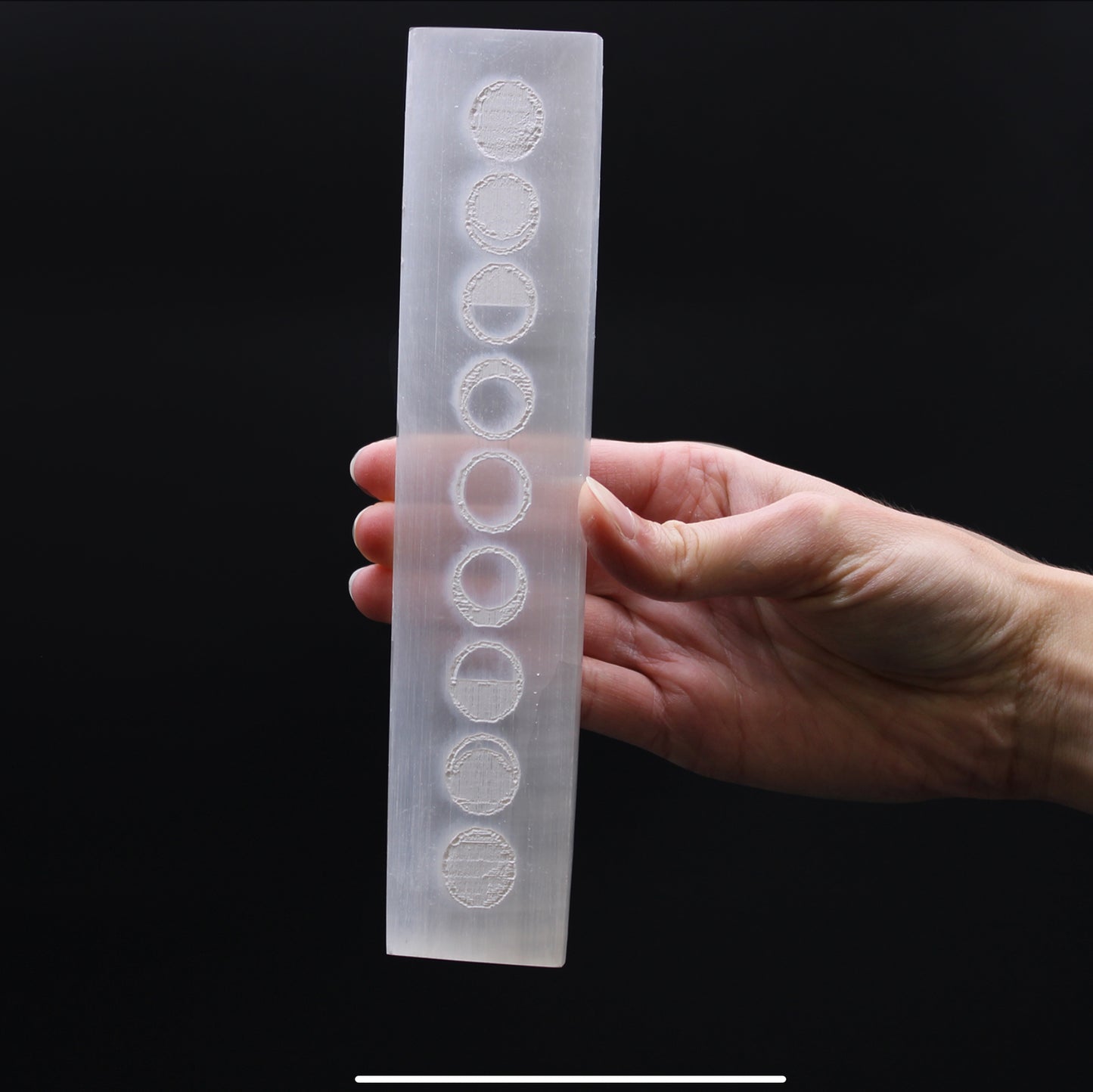 Selenite Flat Bar Charging Plate 20cm with Moon Phase
