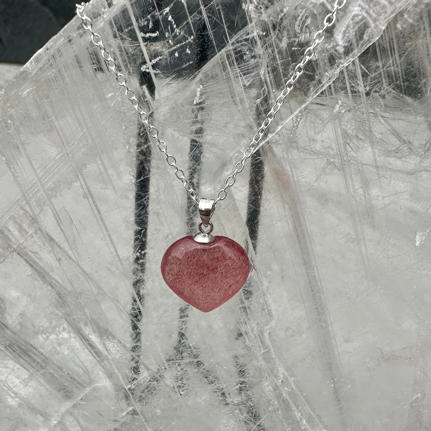 Strawberry Quartz Heart Pendents