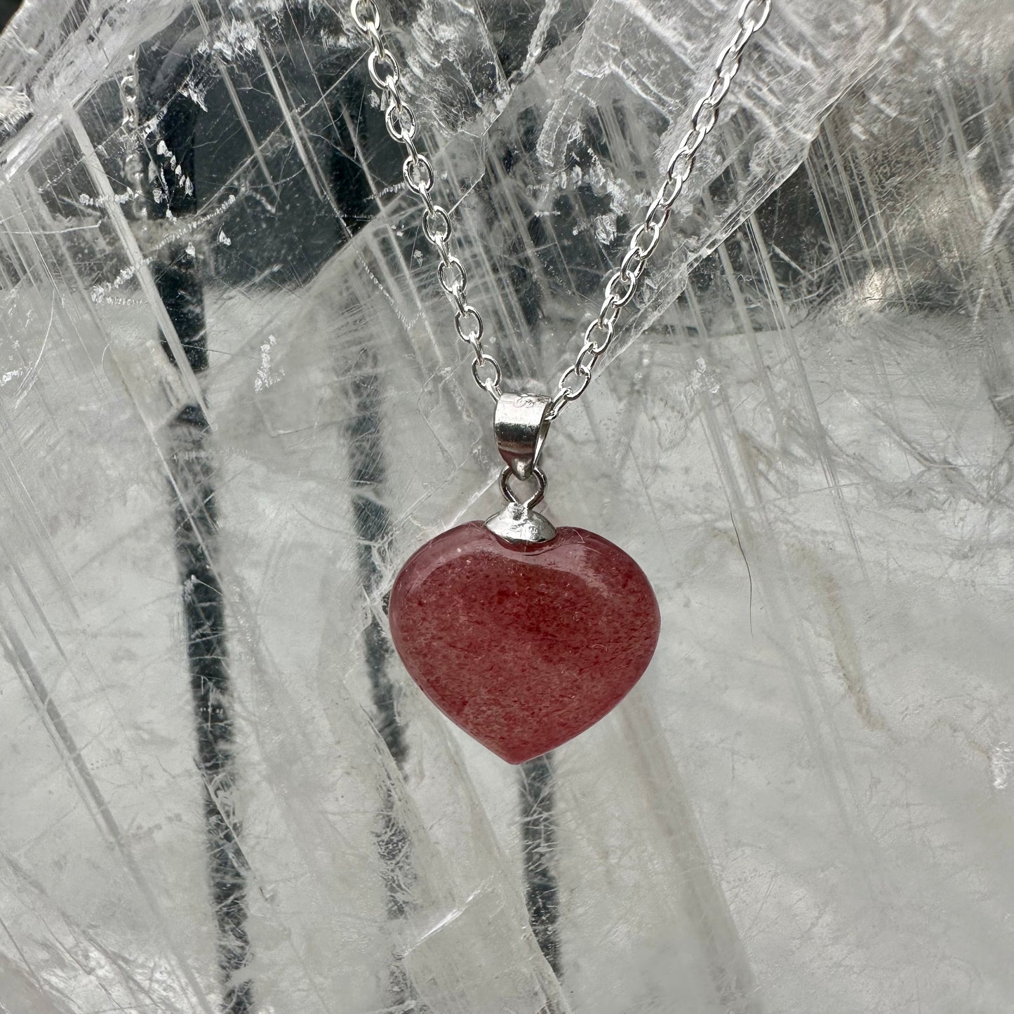 Strawberry Quartz Heart Pendents