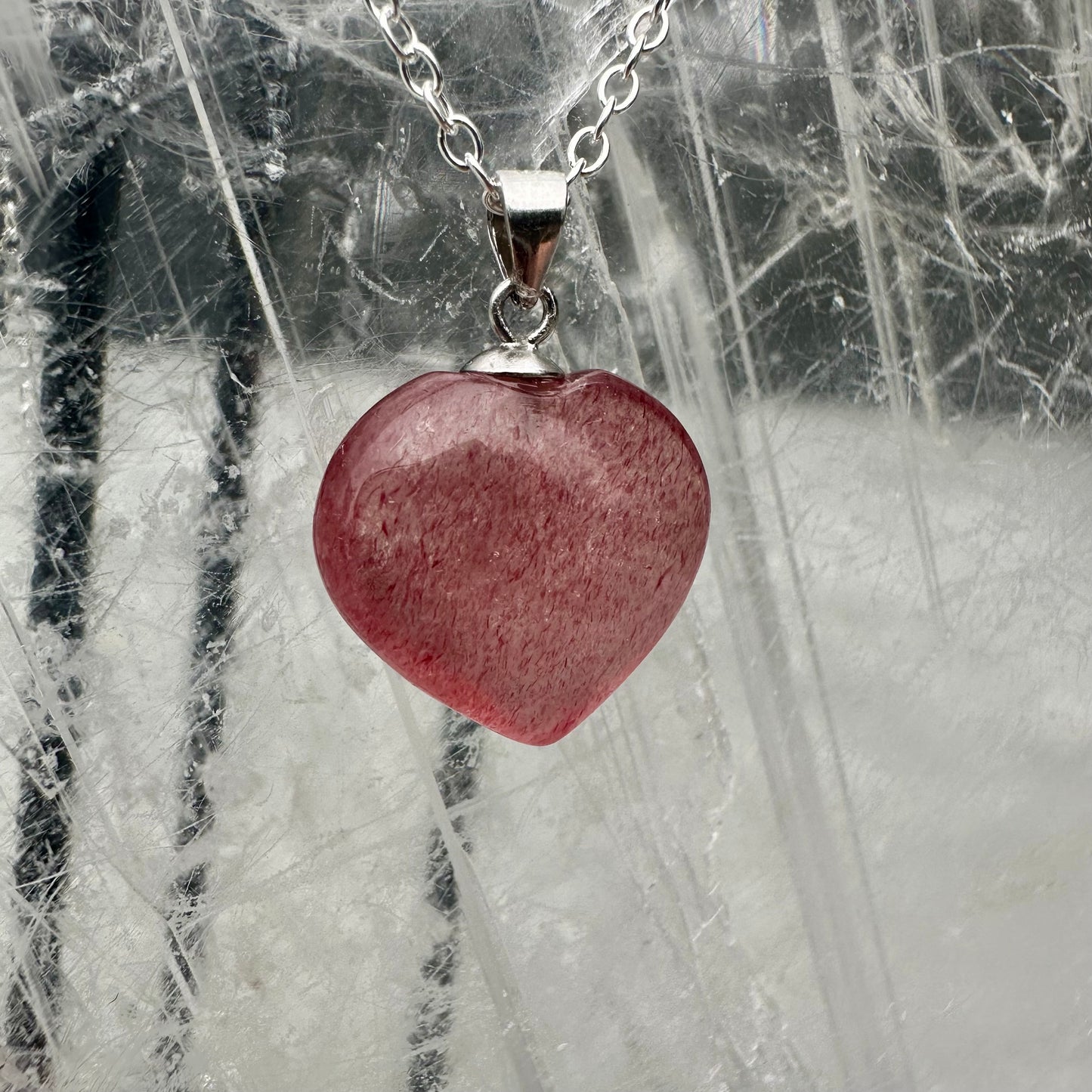 Strawberry Quartz Heart Pendents
