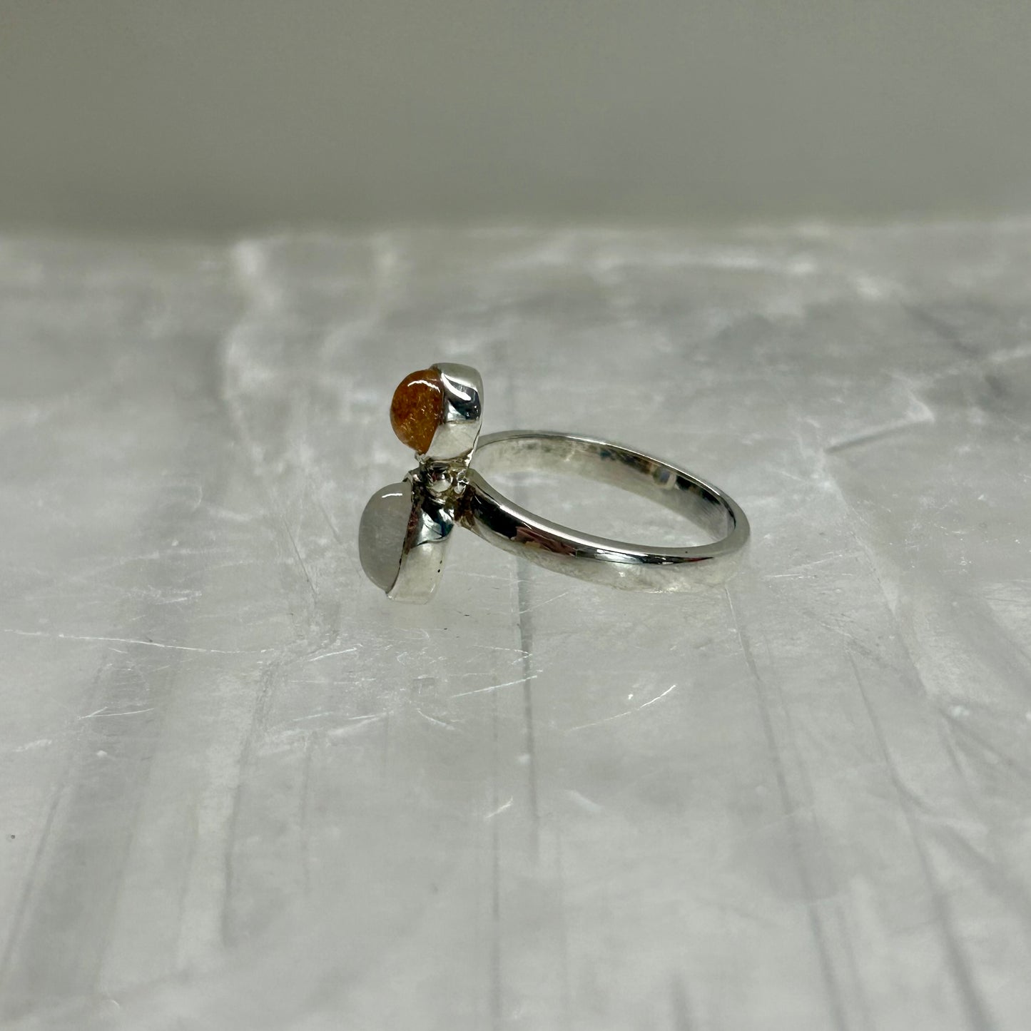 Moonstone & Sunstone Ring (Size L/M)