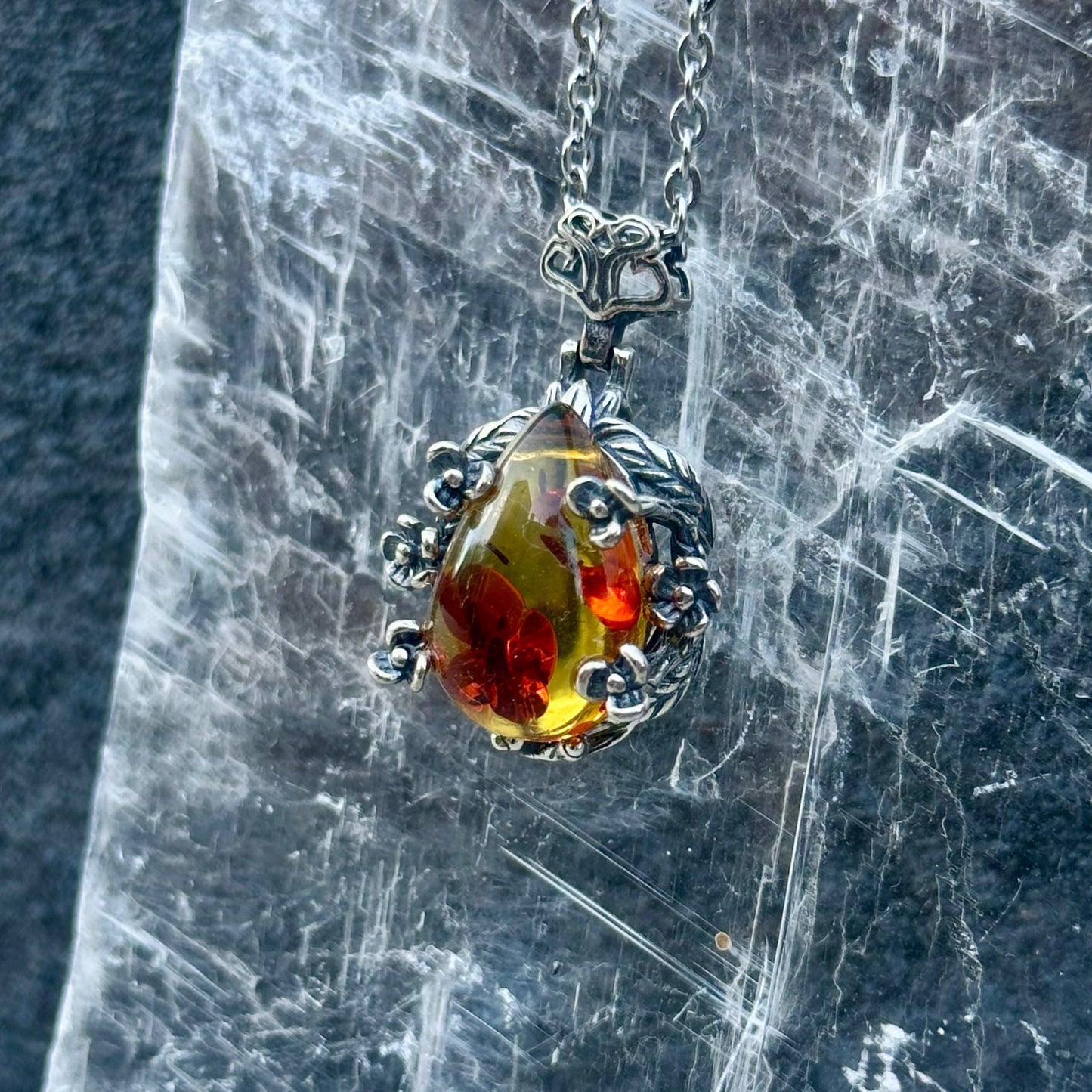 Ornate 925 Amber Pendant