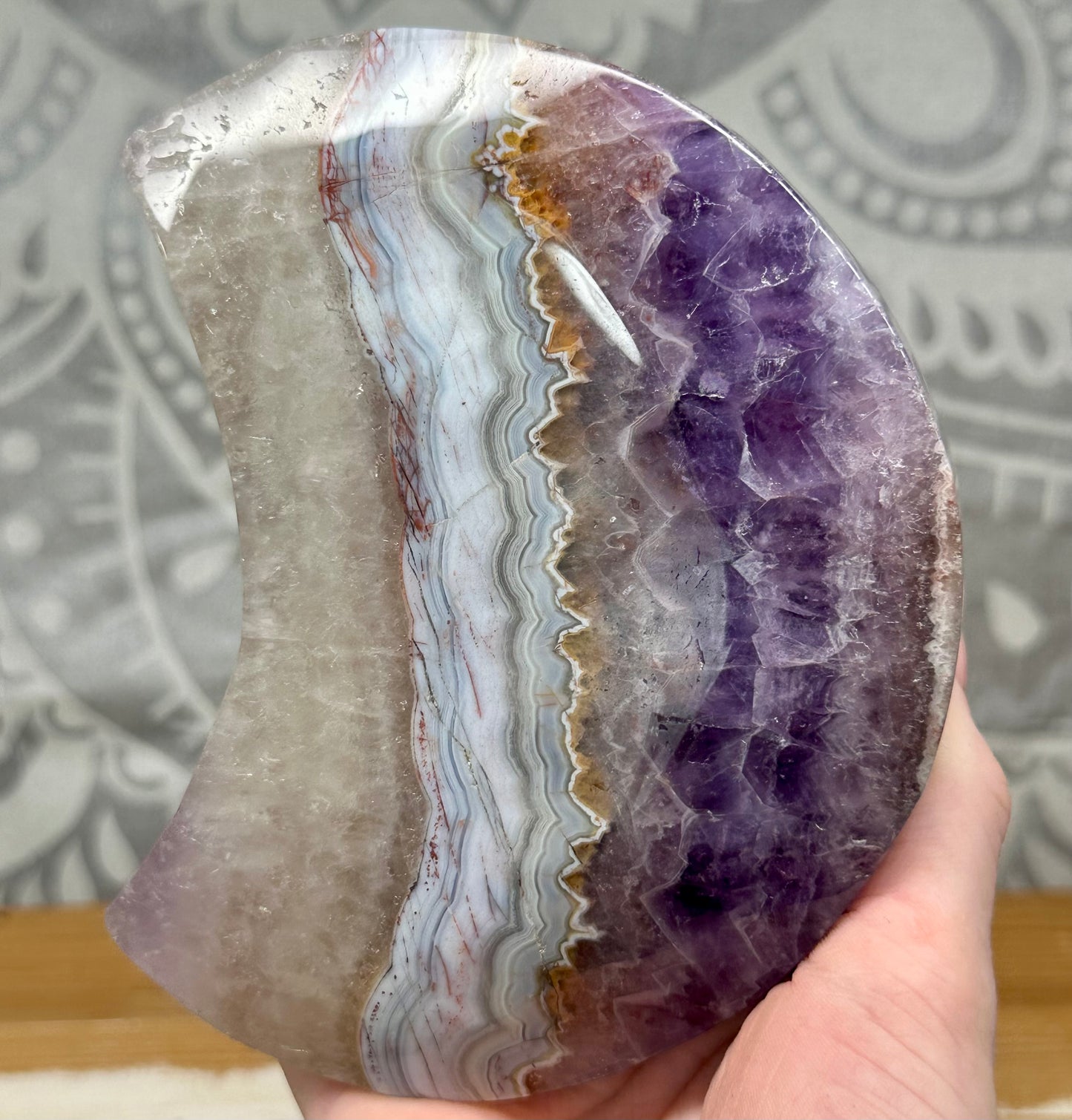 Argentina Agate Moon On Stand