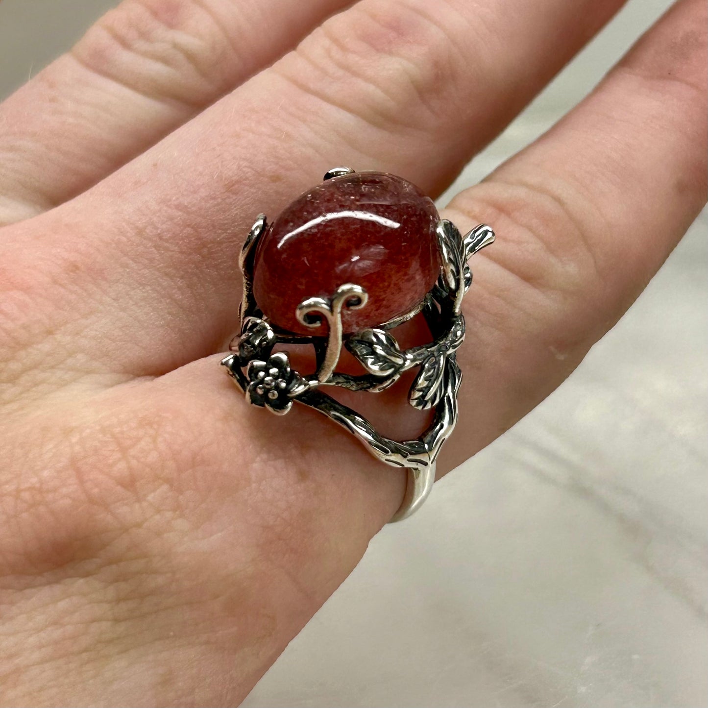 Strawberry Quartz Adjustable Ring