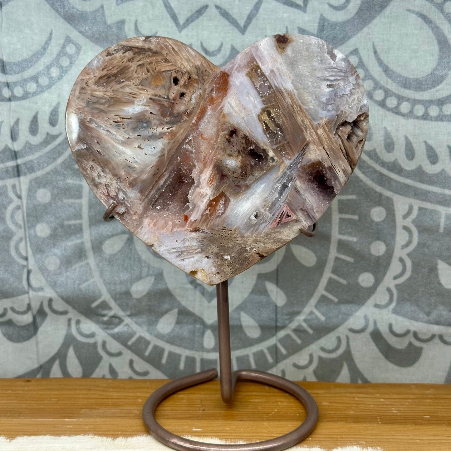 Ritualised Pink Amethyst Heart On Stand