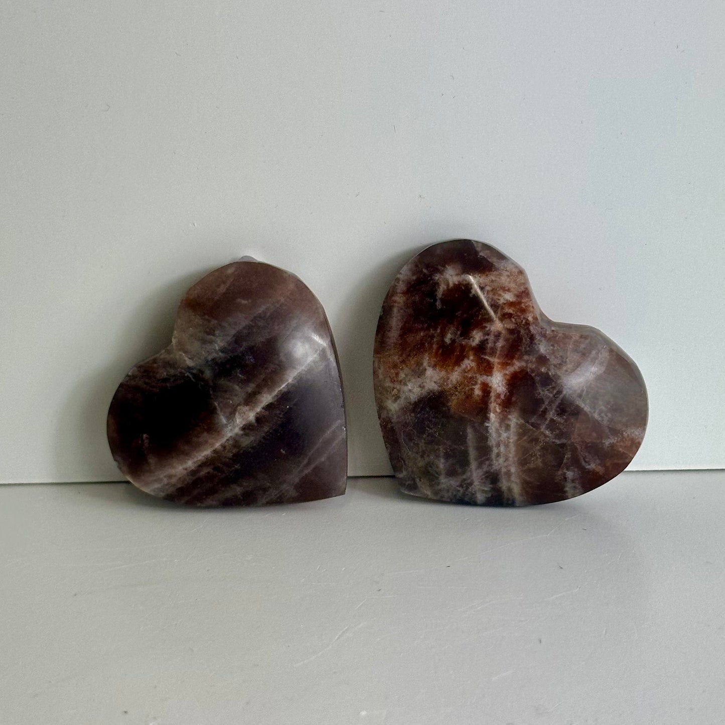Black MoonStone & Sunstone Hearts