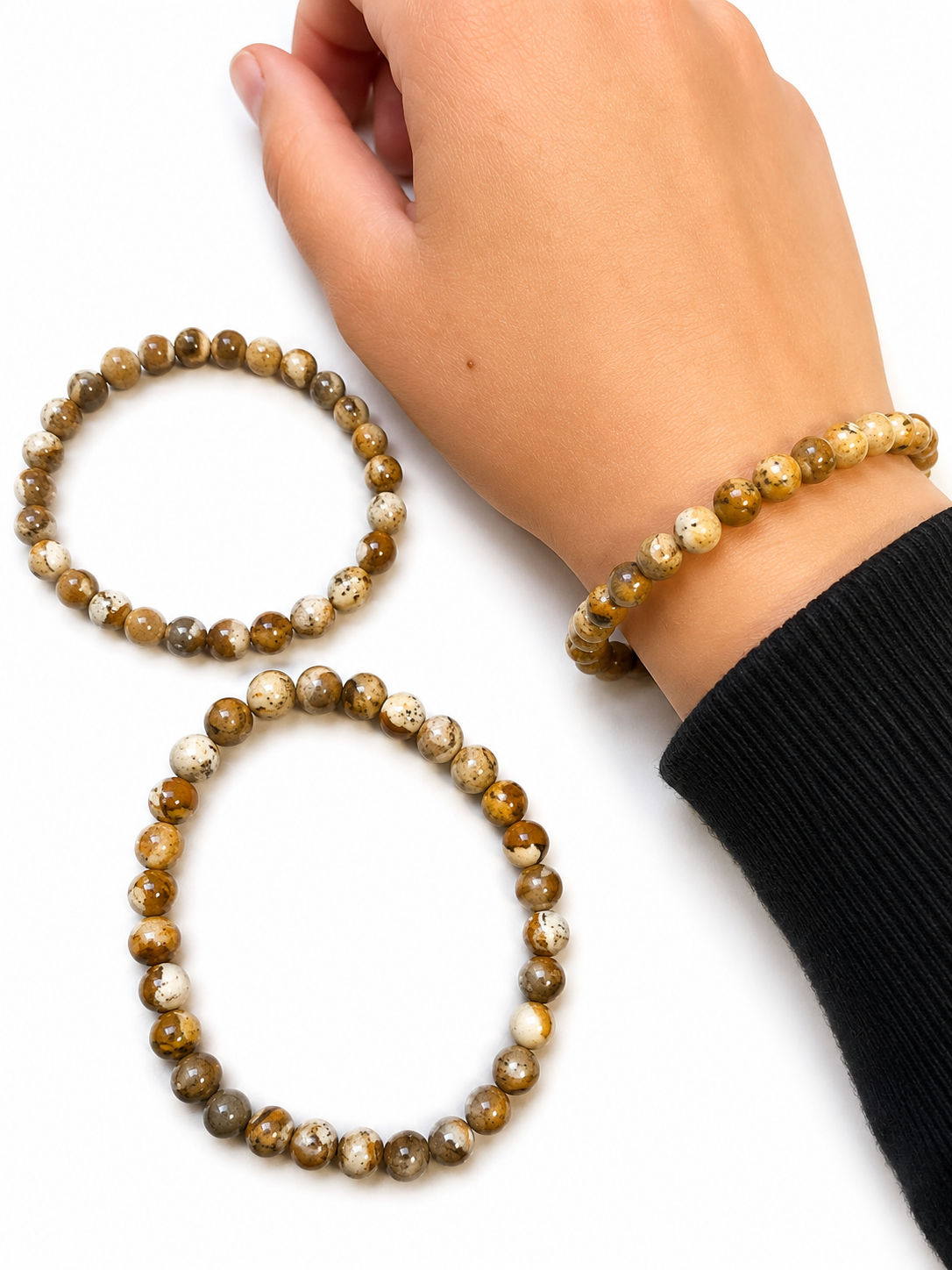 Picture Jasper 6mm Crystal Bracelets