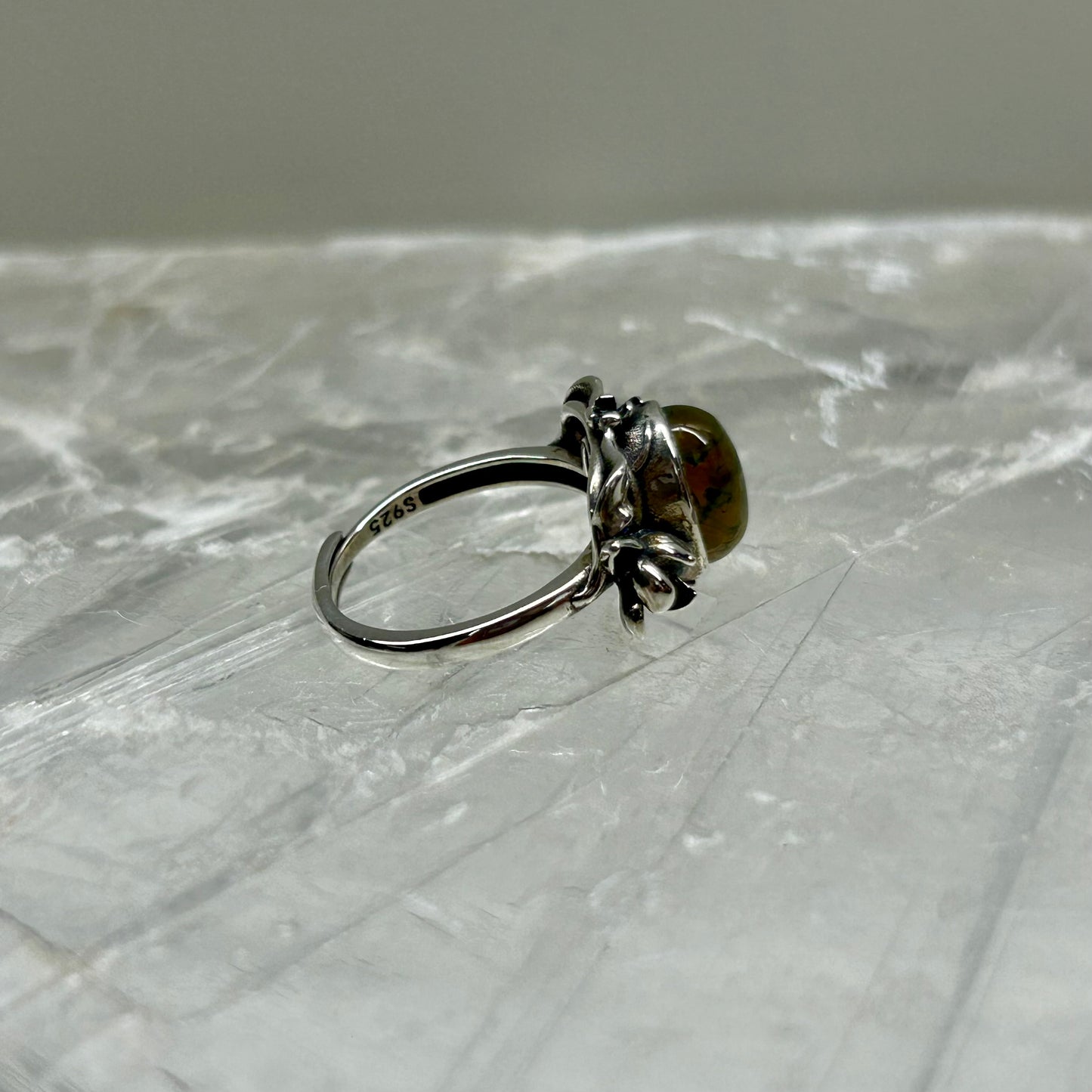 Moss Agate Adjustable Ring