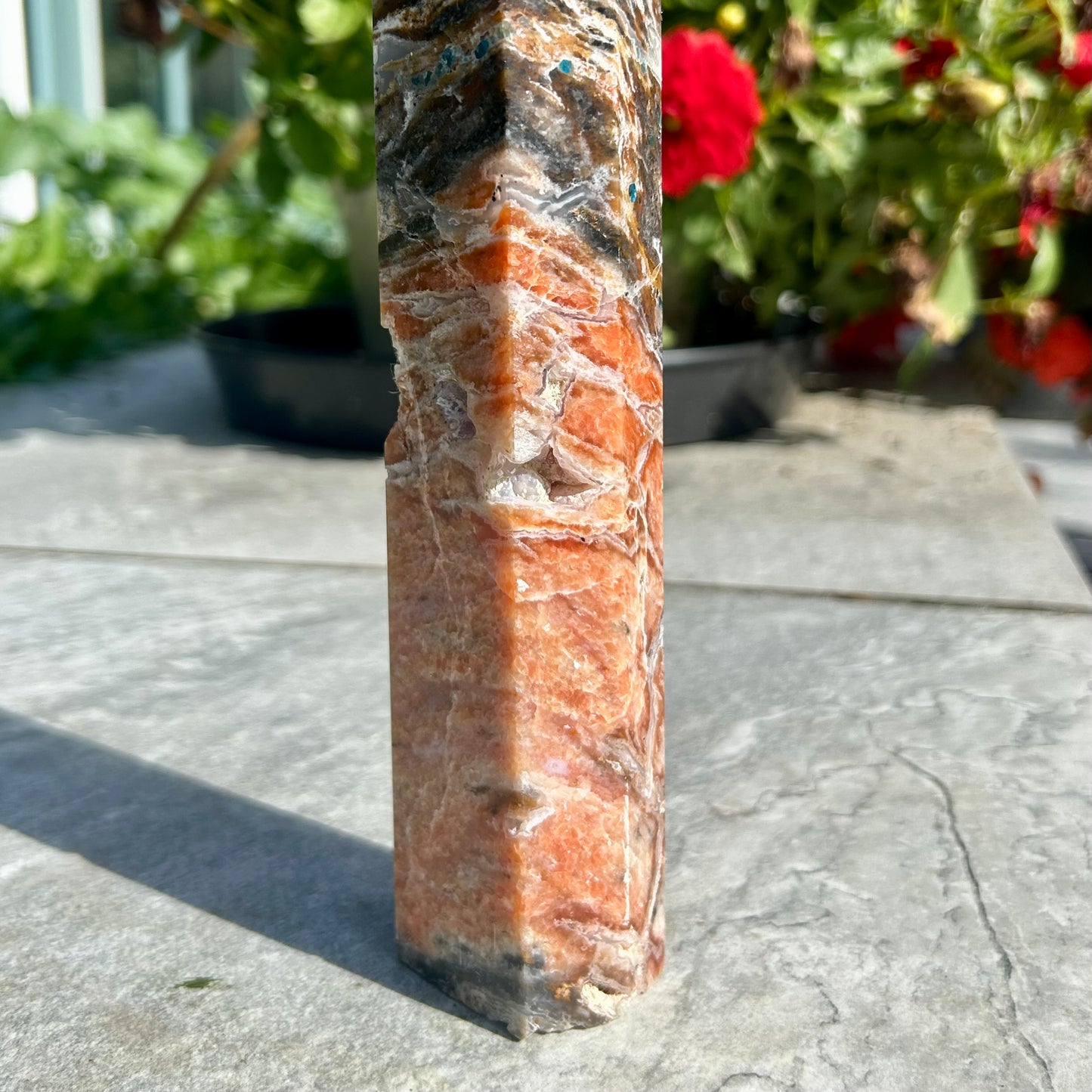 Large Sunstone & Blue Apatite Tower