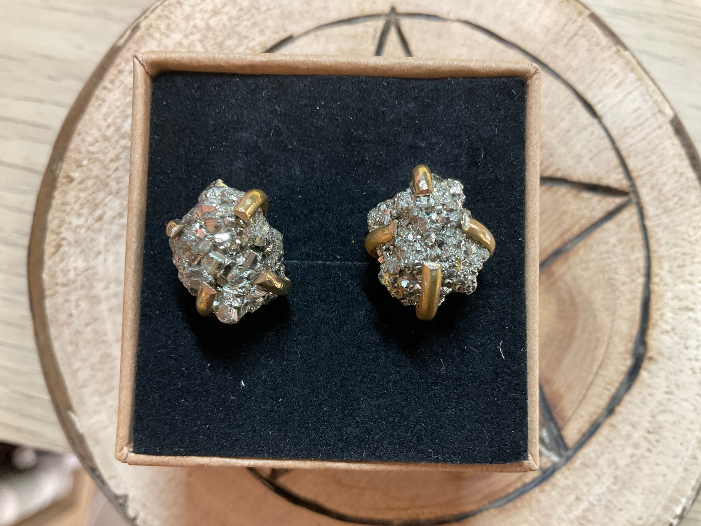 Raw Pyrite Earrings Plated
