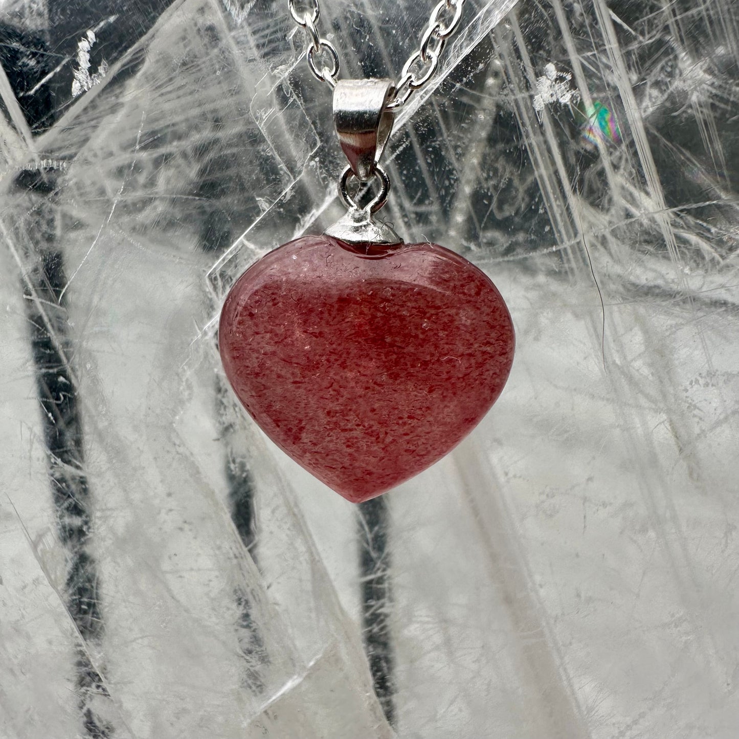 Strawberry Quartz Heart Pendents
