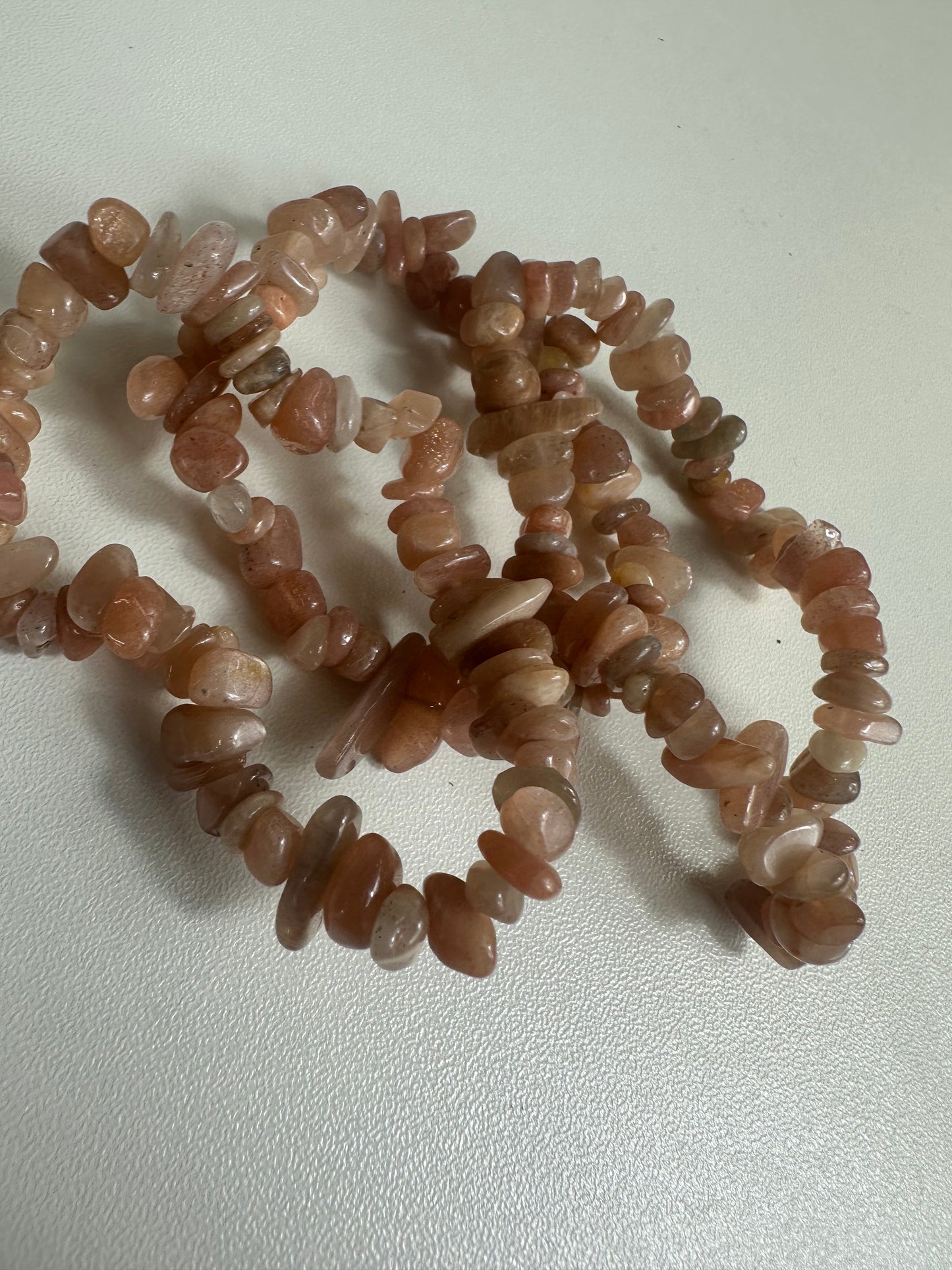 Peach Moon Stone Chipped Bracelets