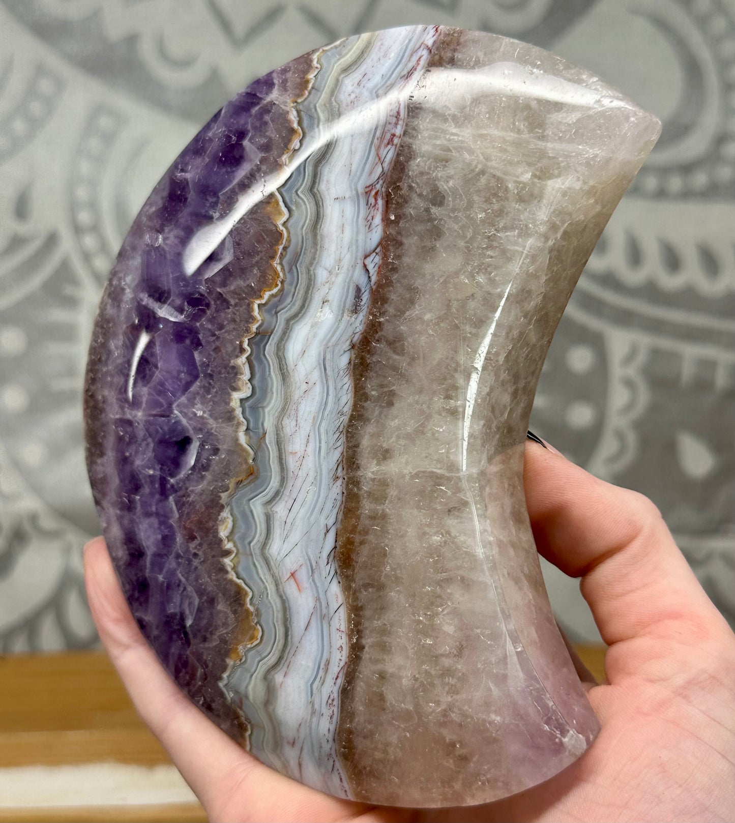 Argentina Agate Moon On Stand