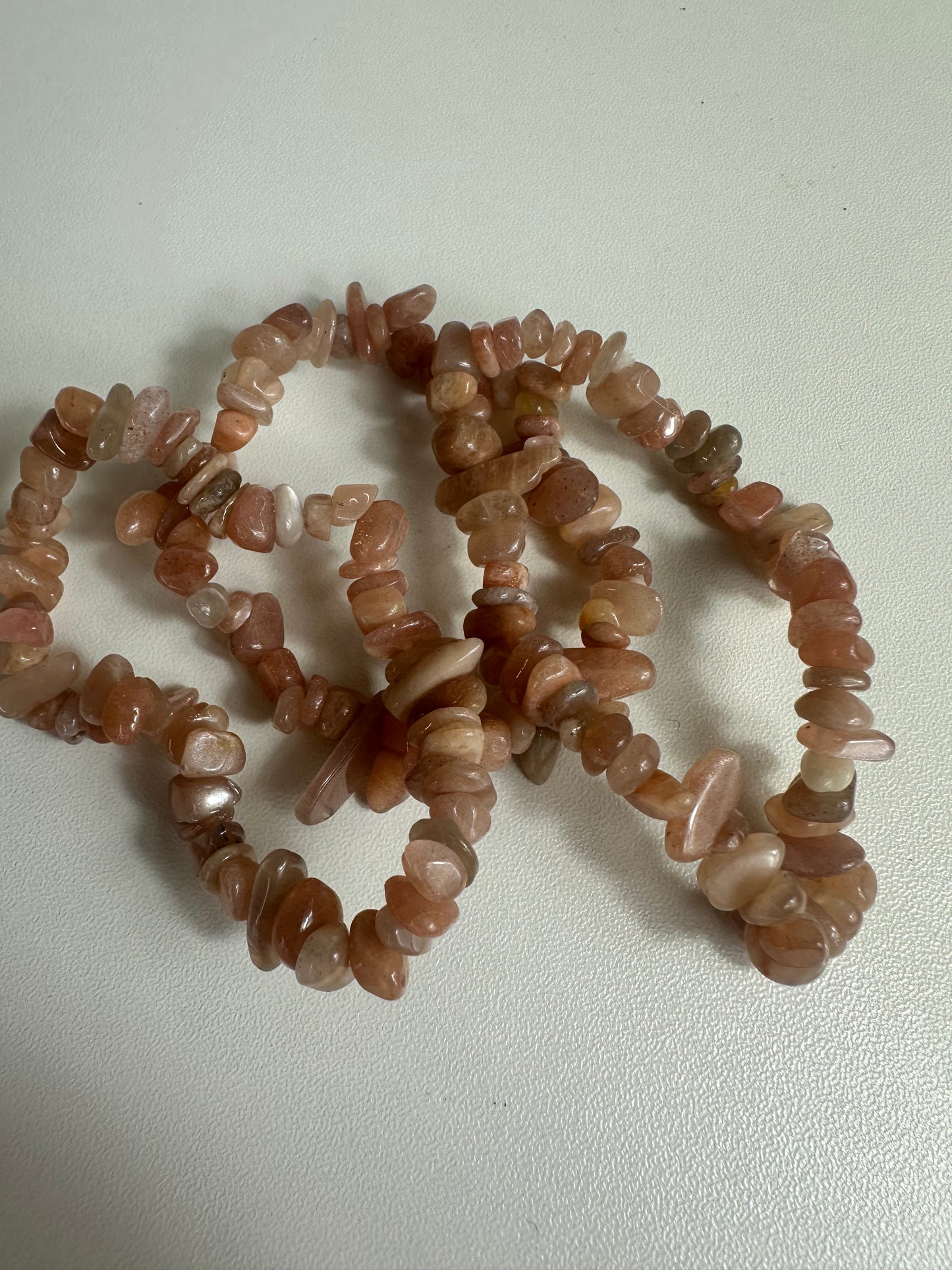 Peach Moon Stone Chipped Bracelets
