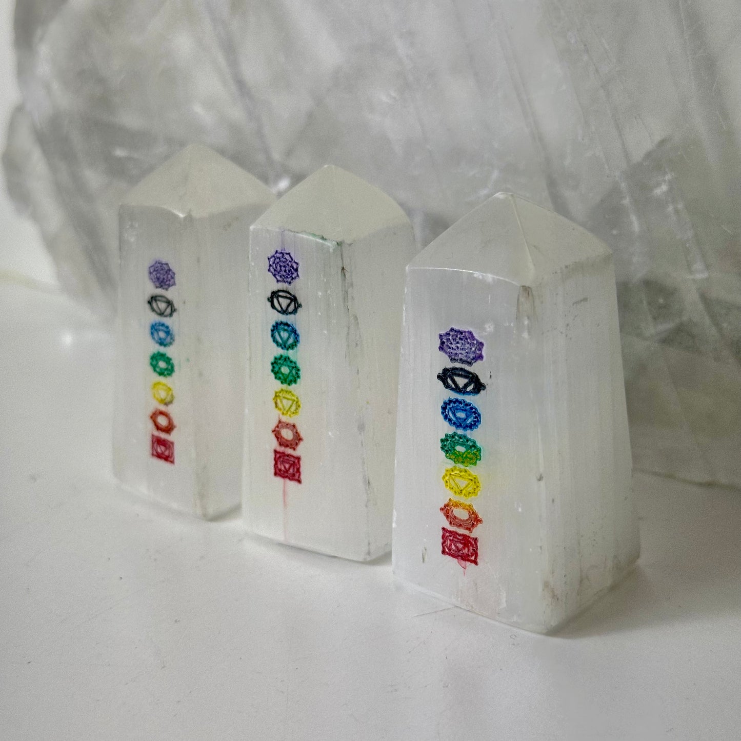 Selenite Chakra Towers