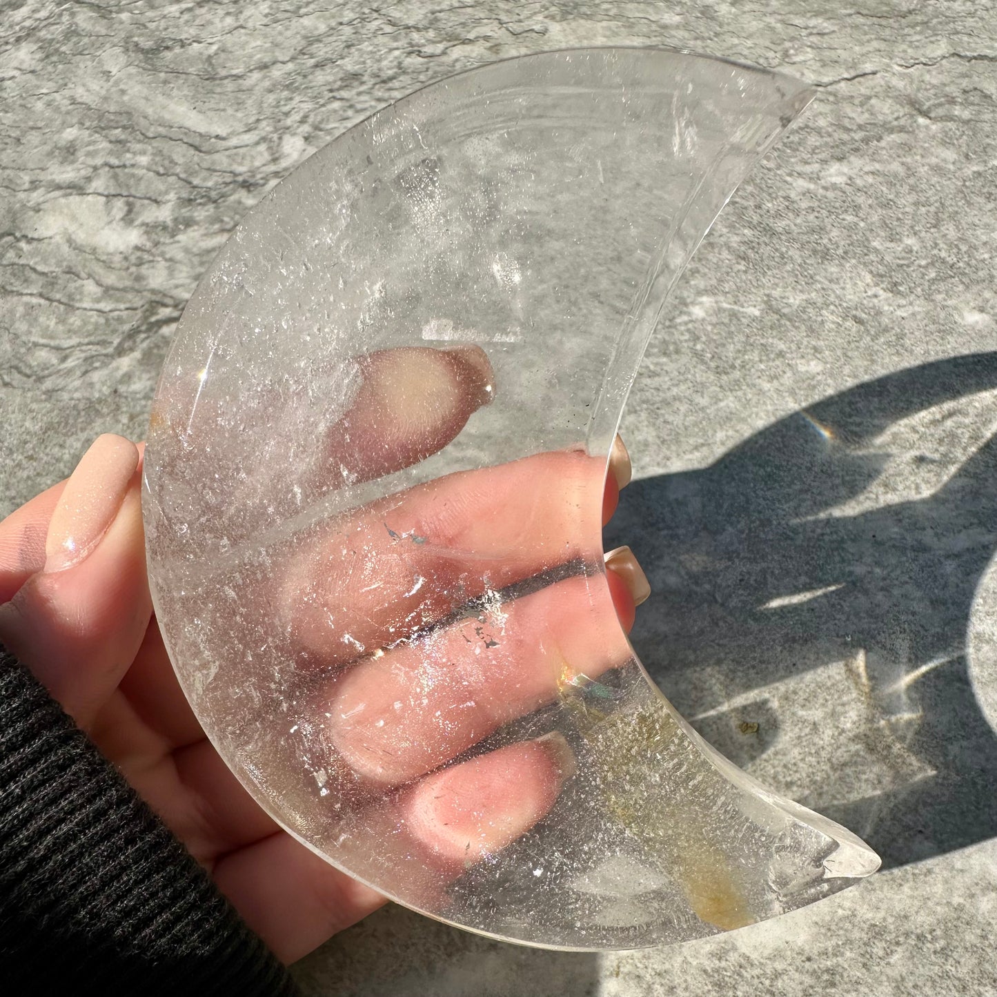 Clear Quartz Moon On Stand