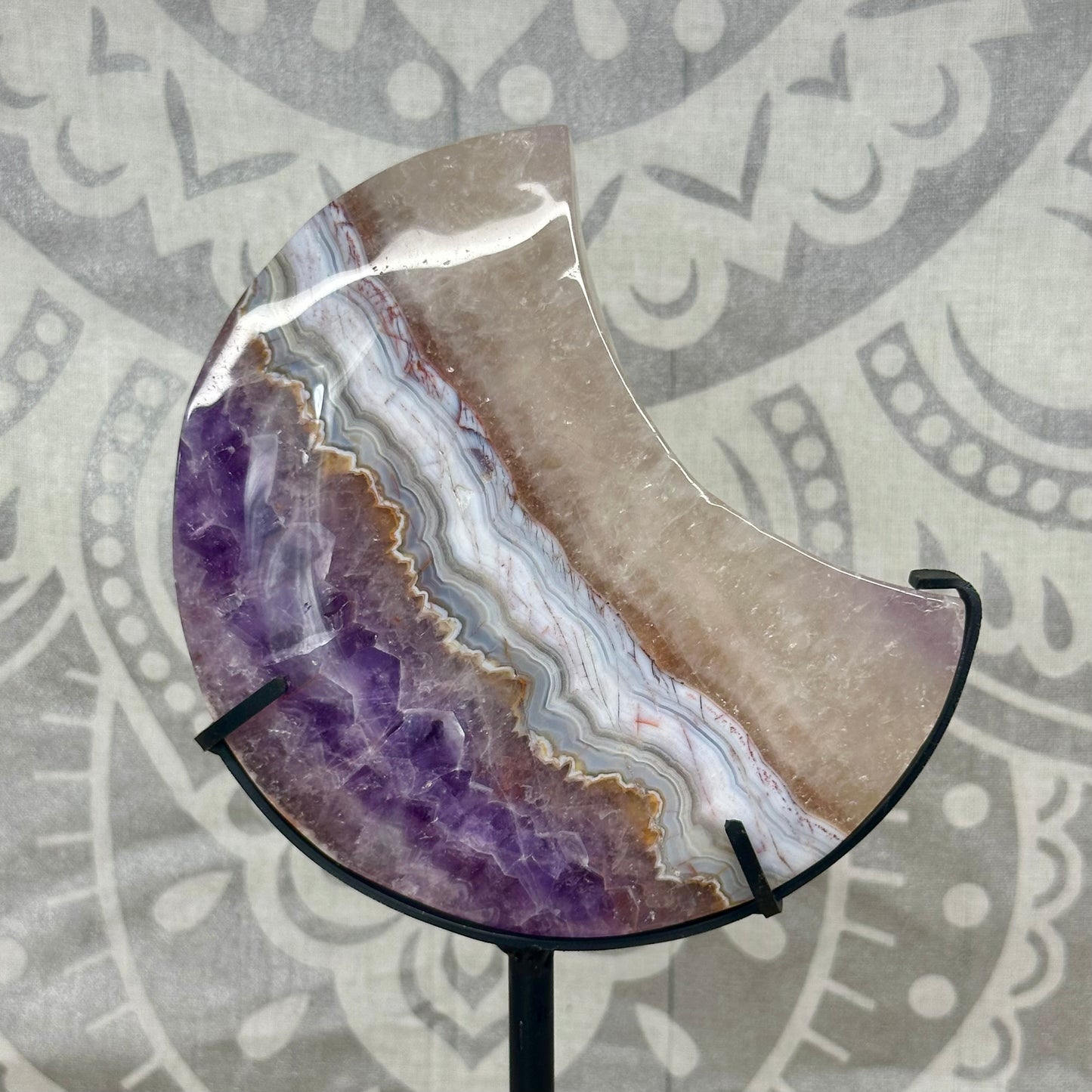 Argentina Agate Moon On Stand
