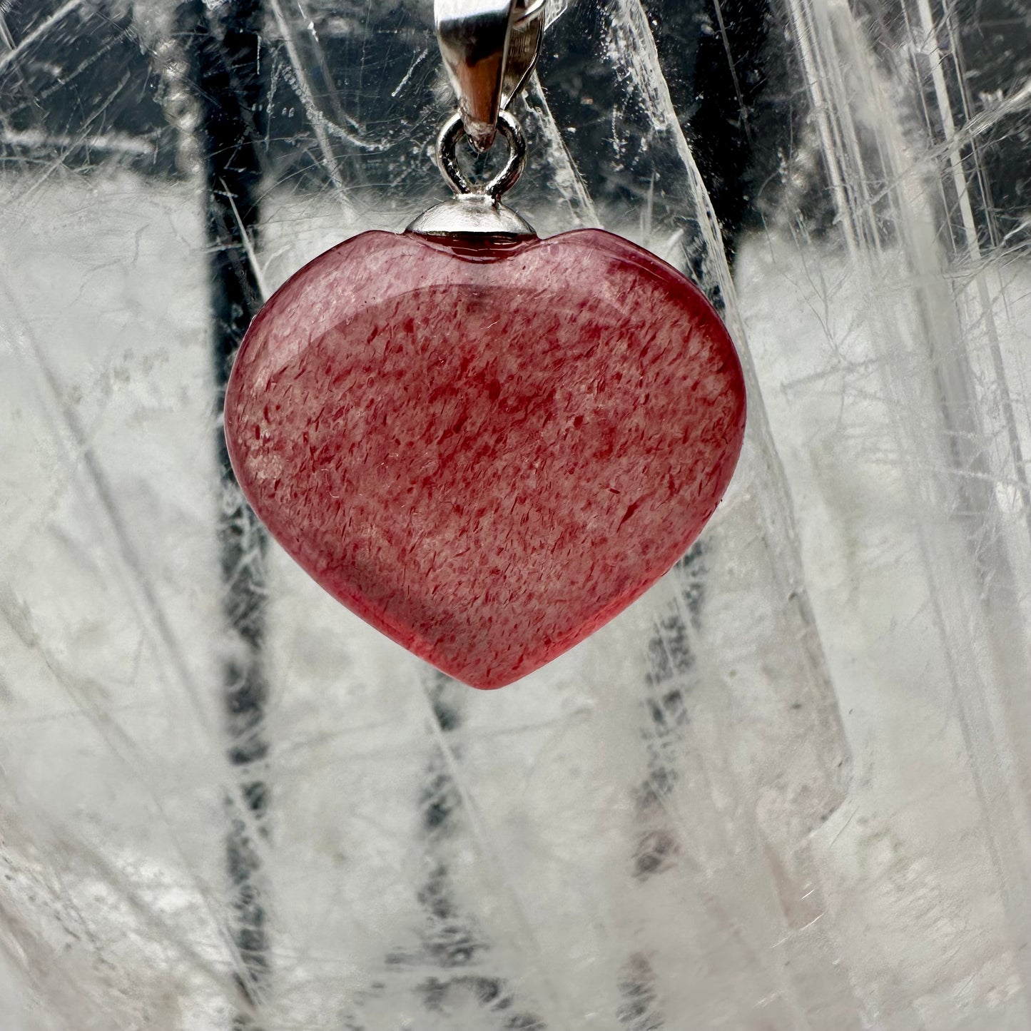 Strawberry Quartz Heart Pendents