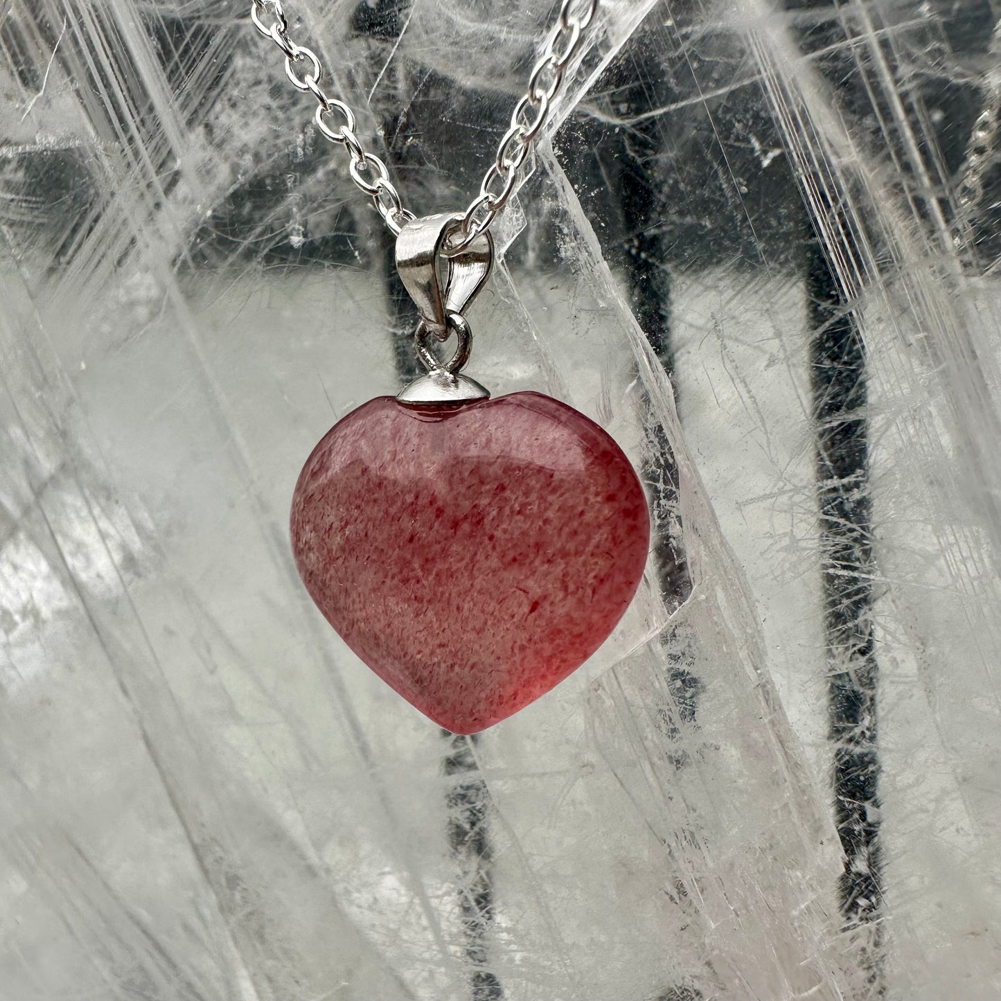 Strawberry Quartz Heart Pendents