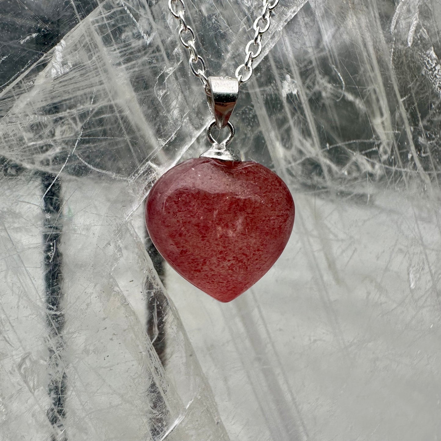 Strawberry Quartz Heart Pendents