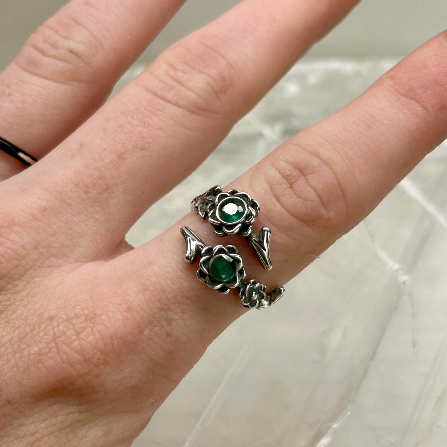 Emerald Adjustable Ring