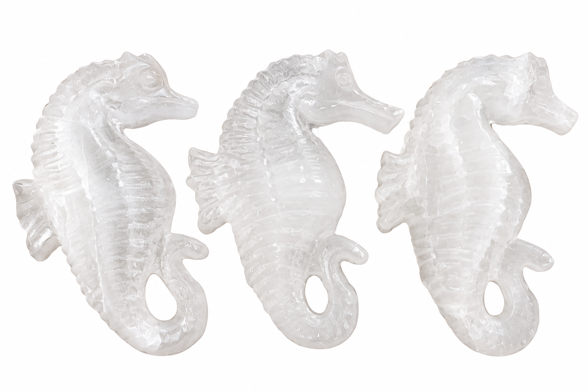 Selenite Seahorse Carving
