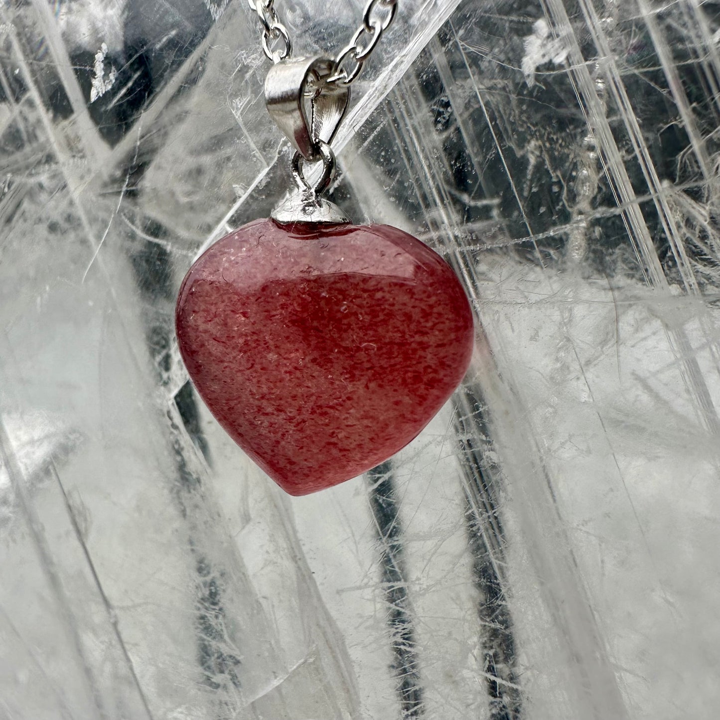 Strawberry Quartz Heart Pendents