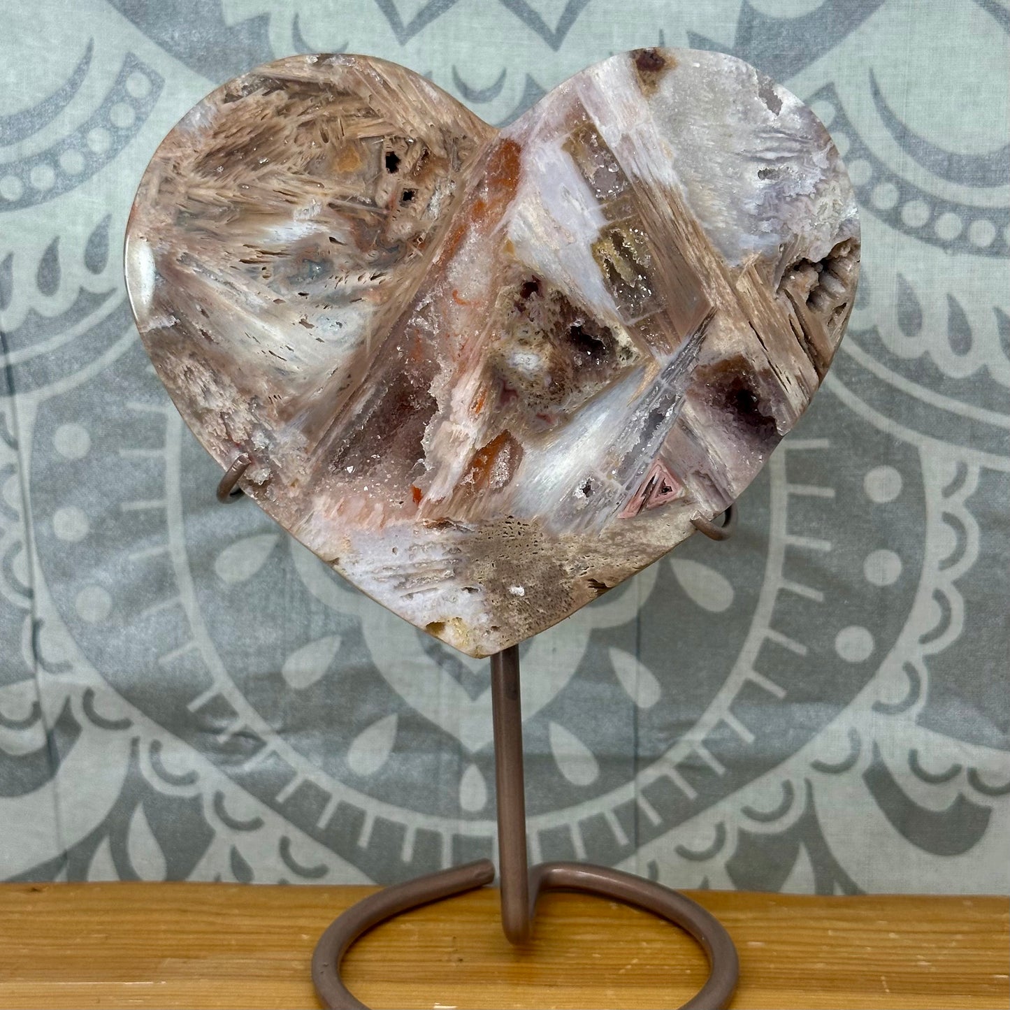 Ritualised Pink Amethyst Heart On Stand