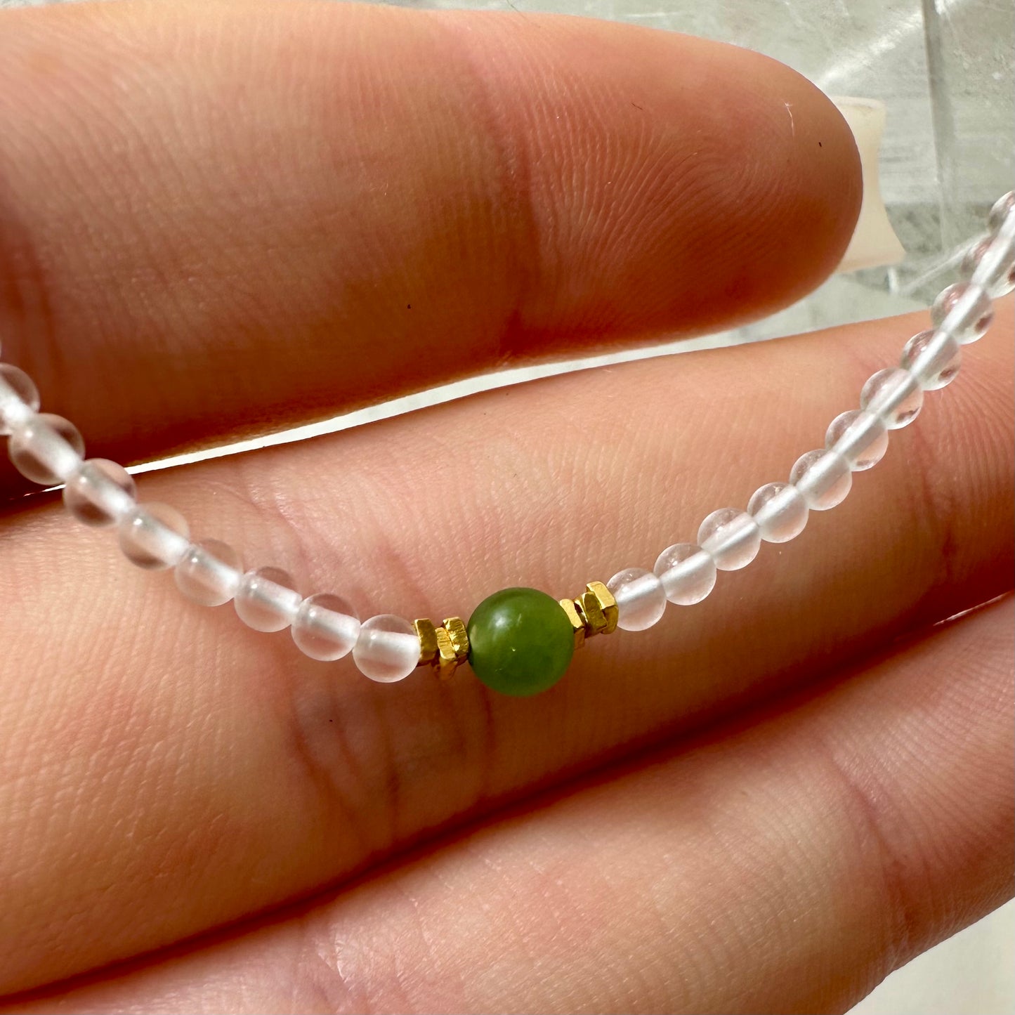 Quartz And Jade Bedded Necklace