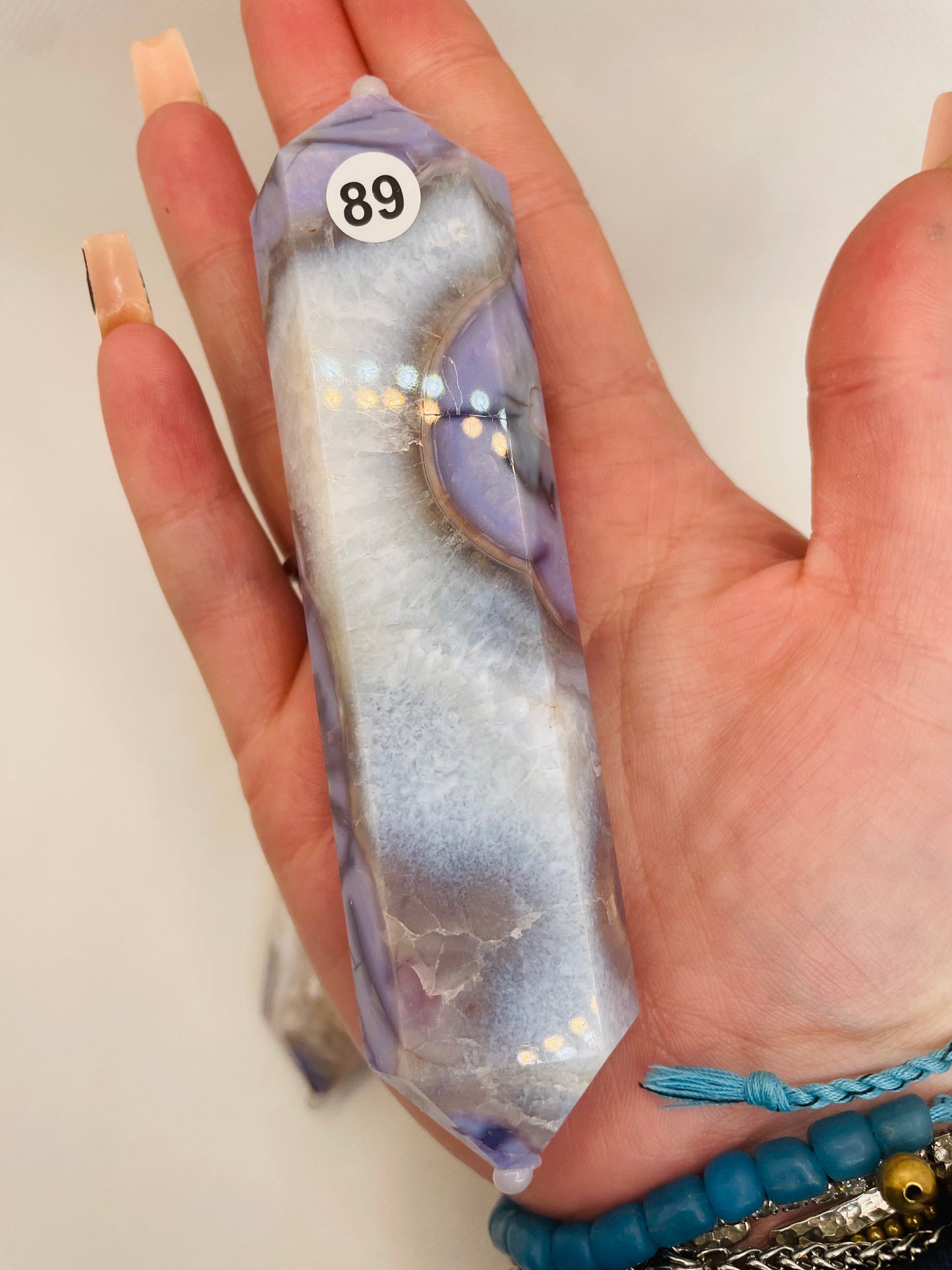 Blue flower Agate Double Points