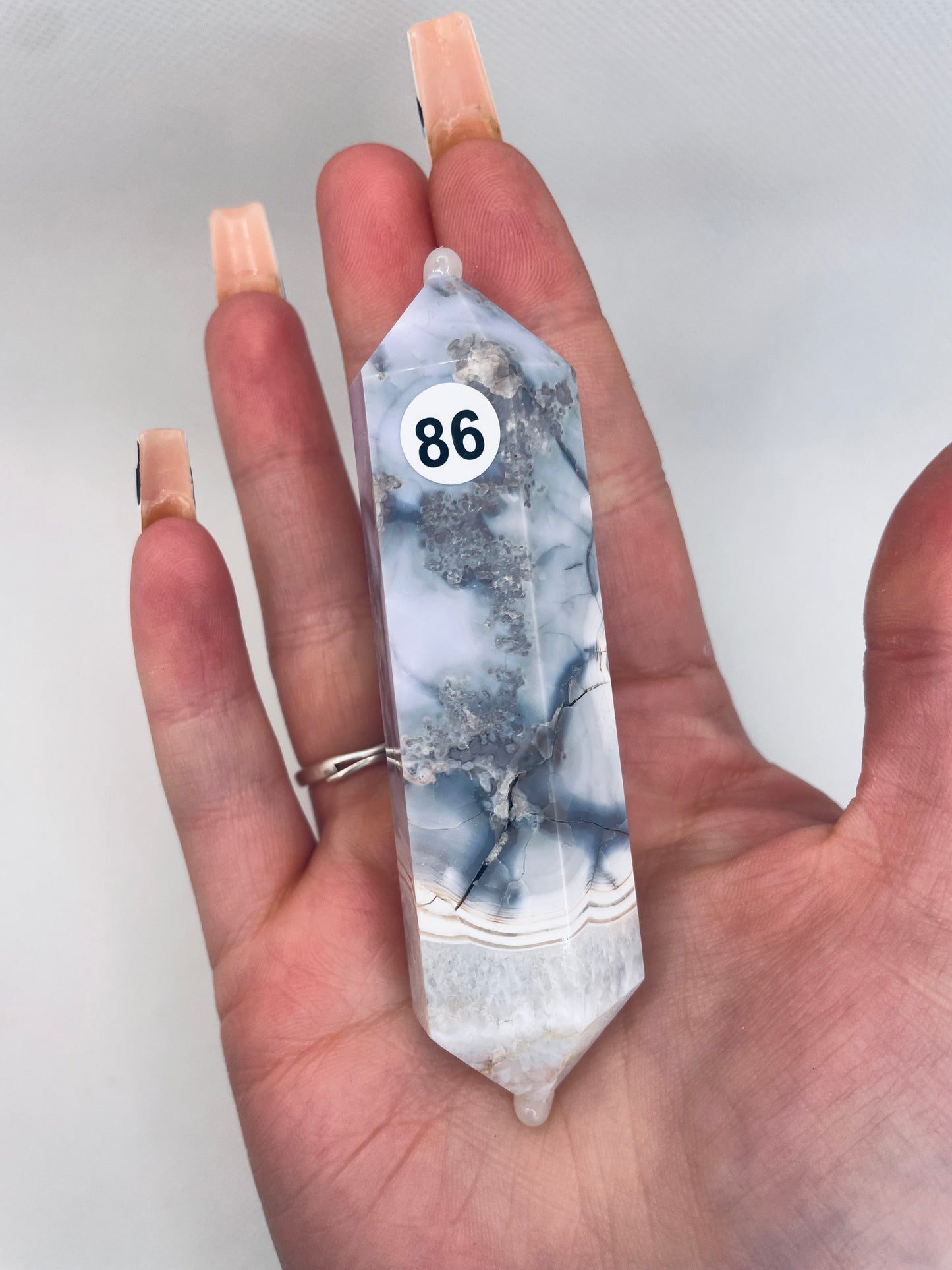 Blue flower Agate Double Points