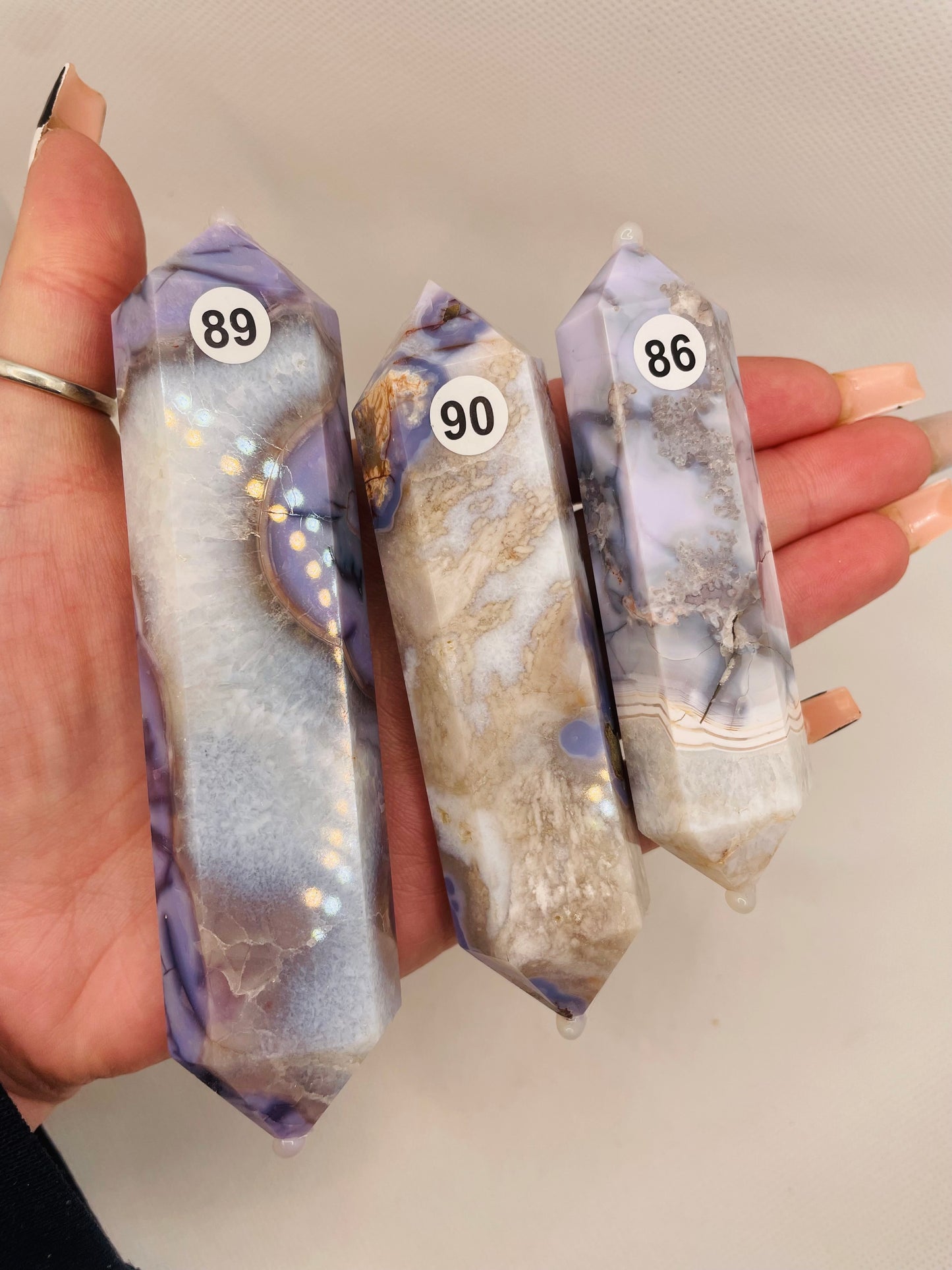 Blue flower Agate Double Points