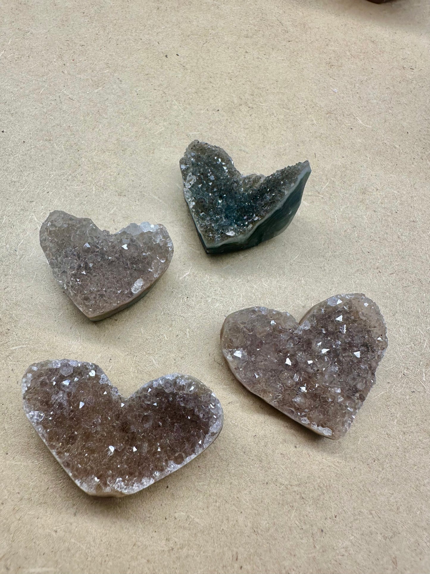 Amethyst hearts crystals