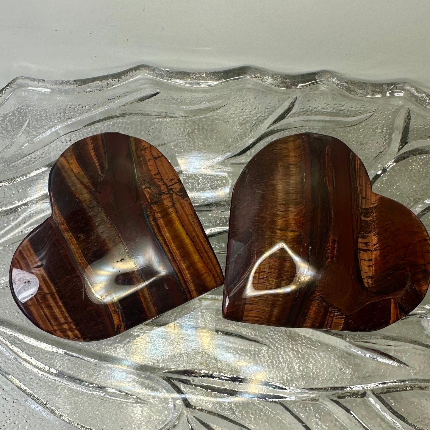Red Tigers Eye Hearts