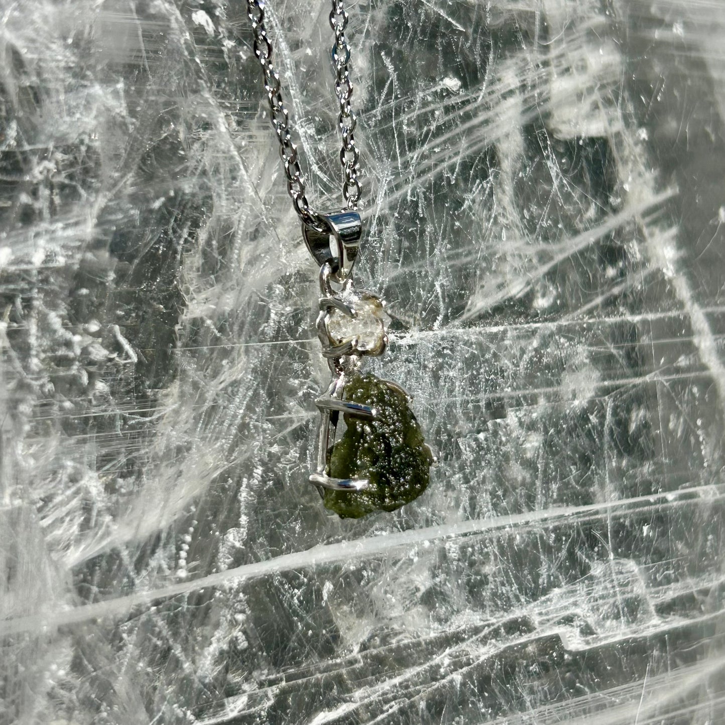 Herkimar & Moldavite 925 Pendant