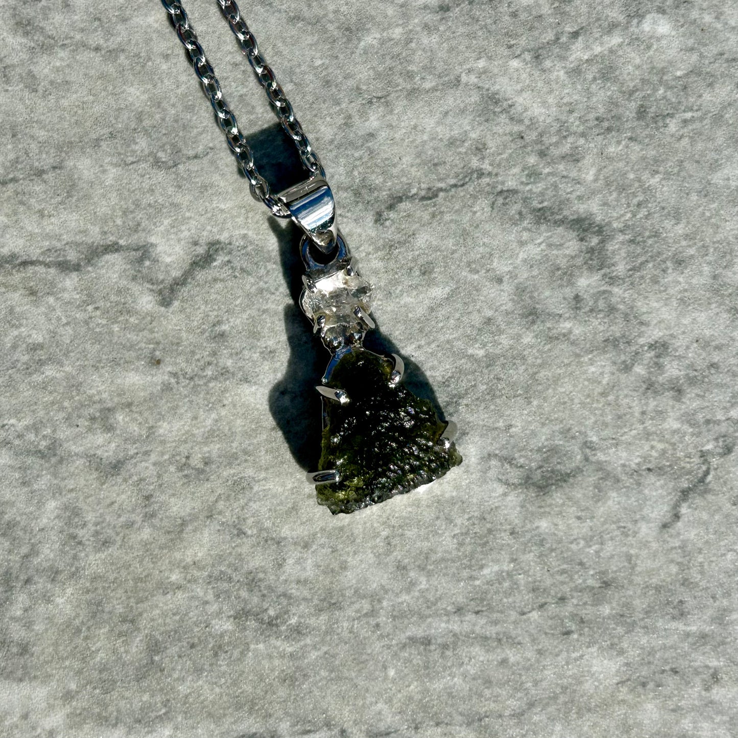 Herkimar & Moldavite 925 Pendant