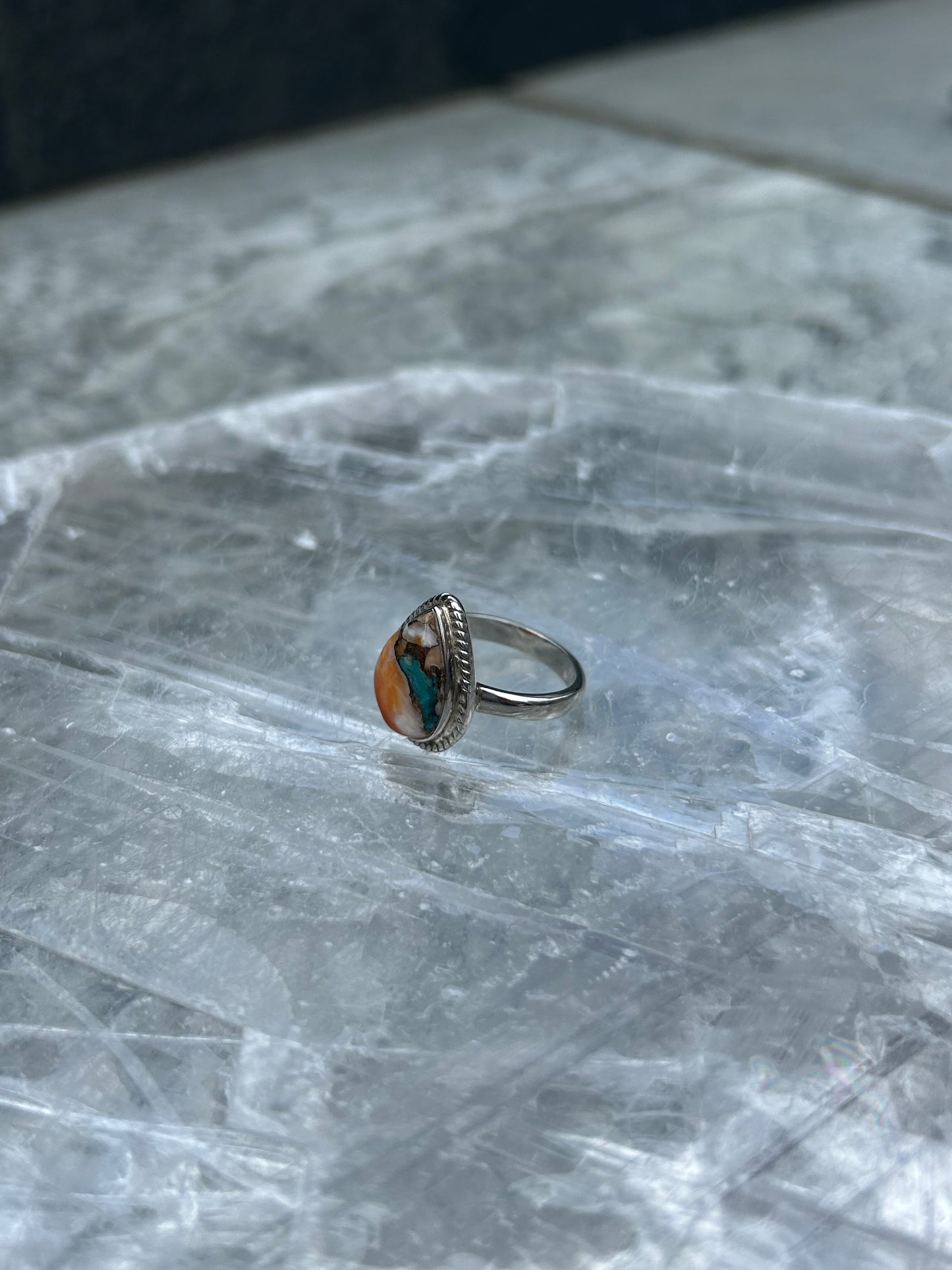 925 Oyster Turquoise Ring Size M